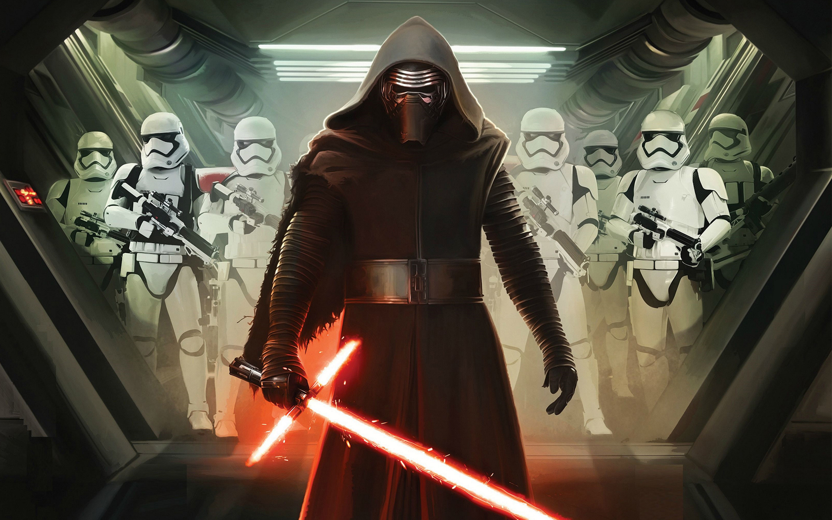 Kylo Ren, Stormtrooper del Primo Ordine, Star Wars, Hangar, 2K, wallpaper per PC