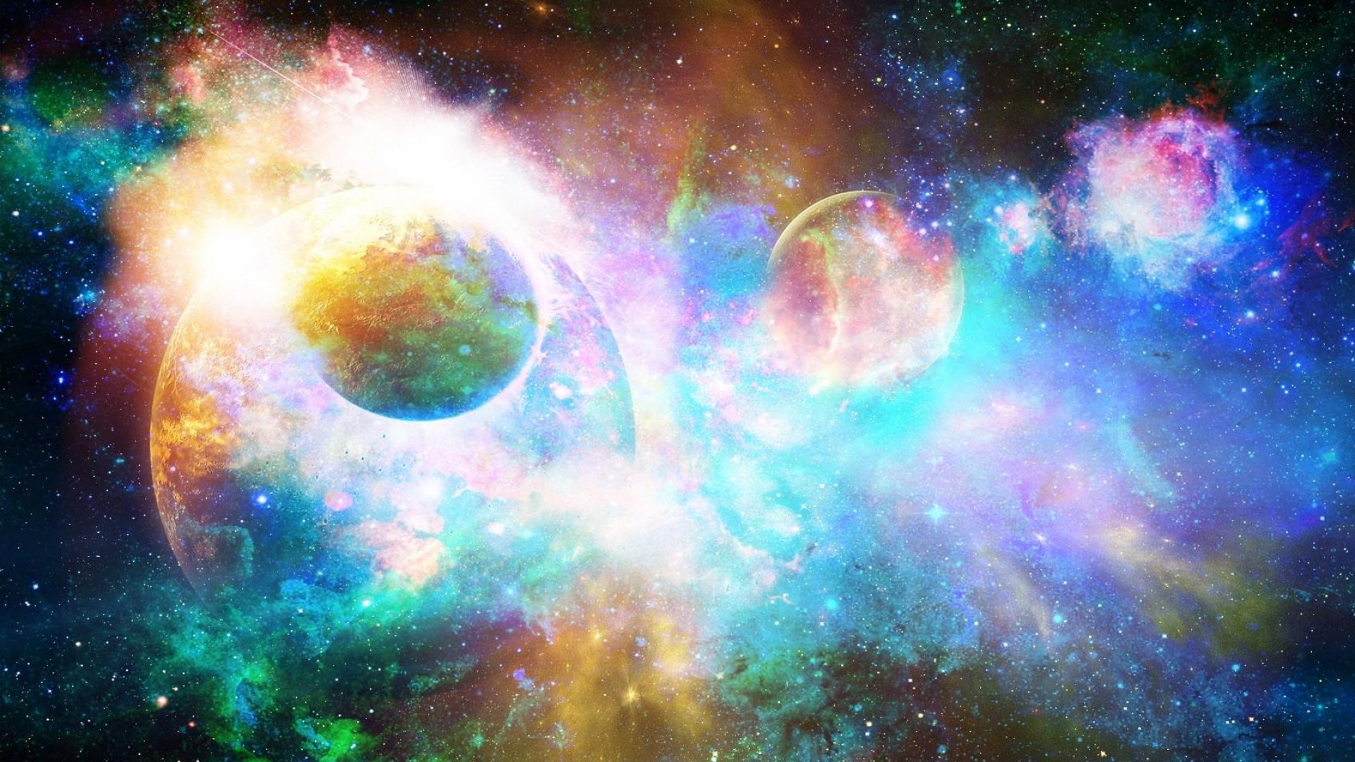 Pianeti, Nebulosa, Colori vivaci, 1920x1080, sfondo per PC