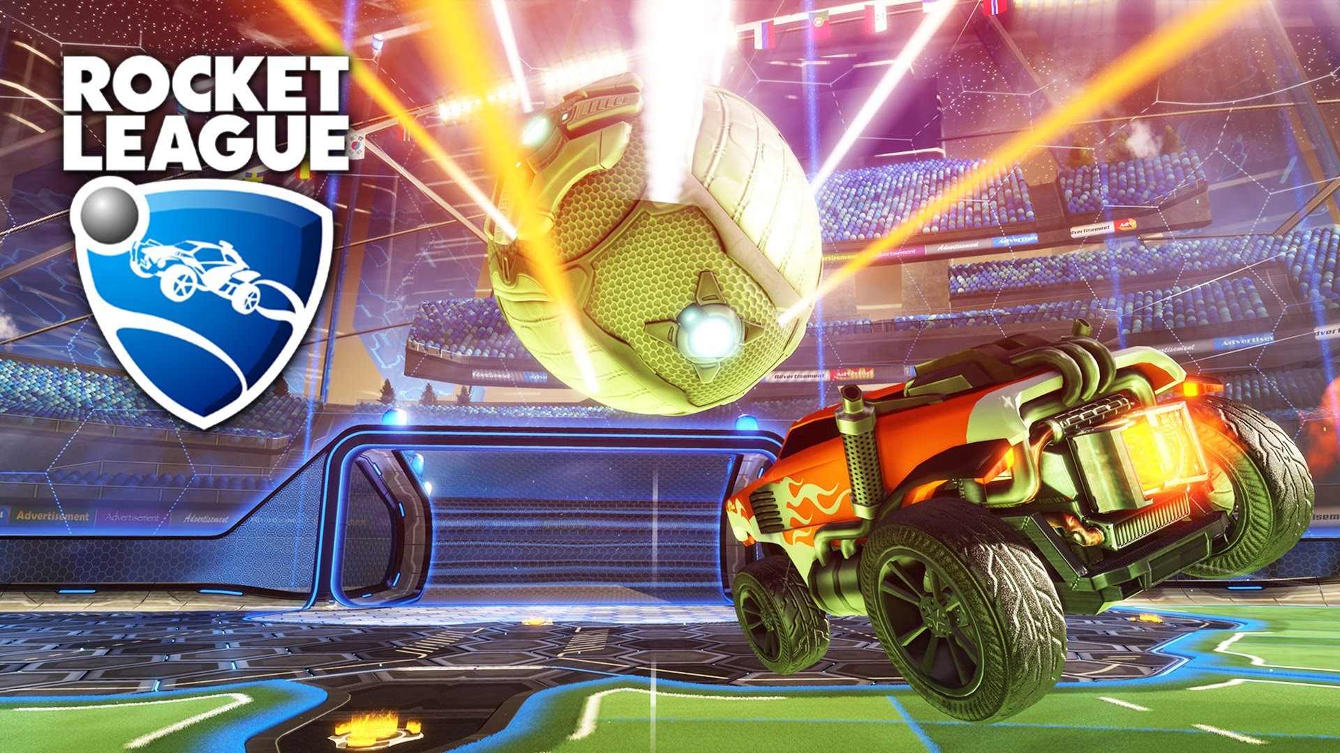 Rocket League, Logo, Pallone, Auto, Luci, 1920x1080, wallpaper desktop