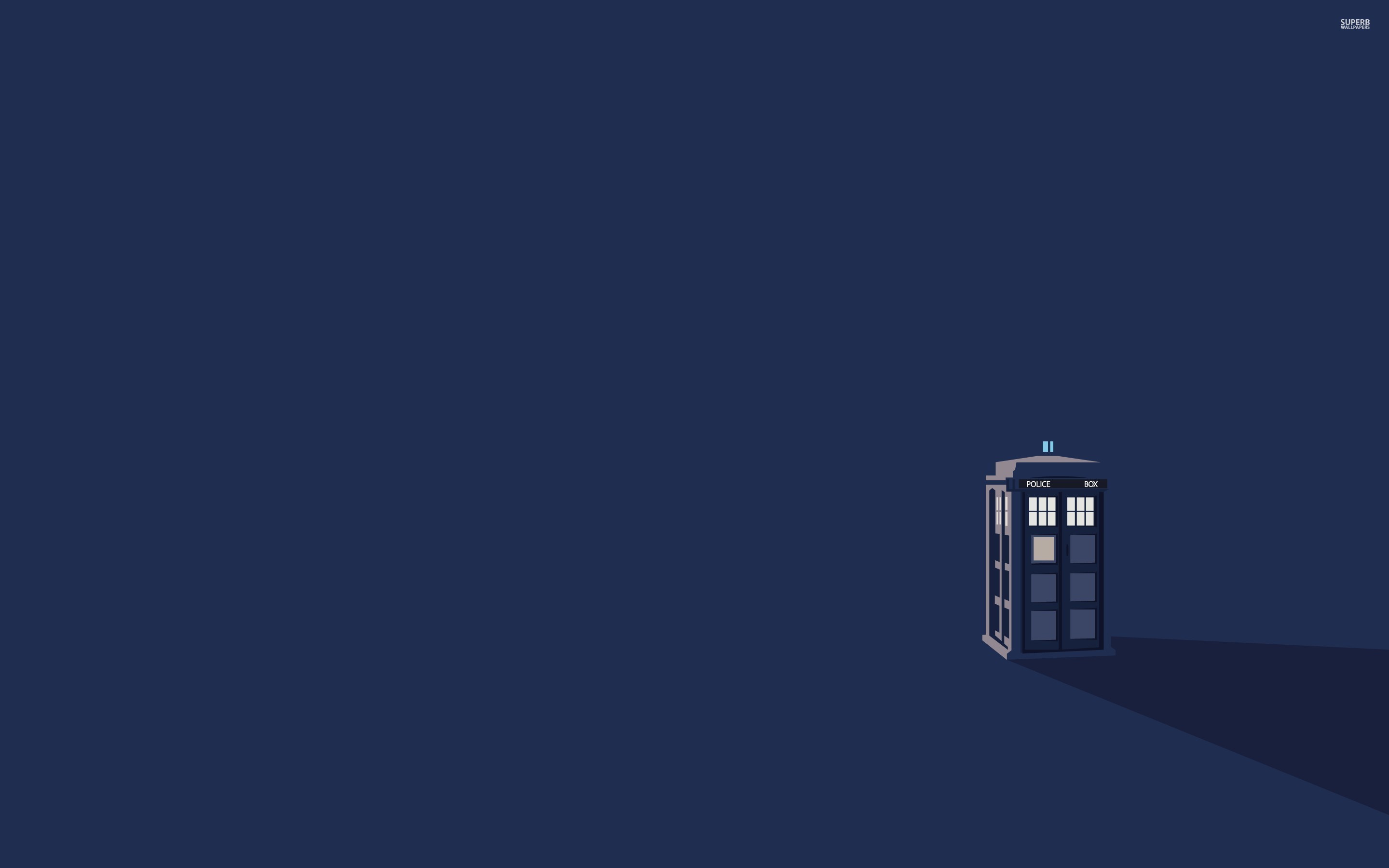 TARDIS, Doctor Who, Sfondo blu, Minimalismo, 16:10 2K, wallpaper widescreen