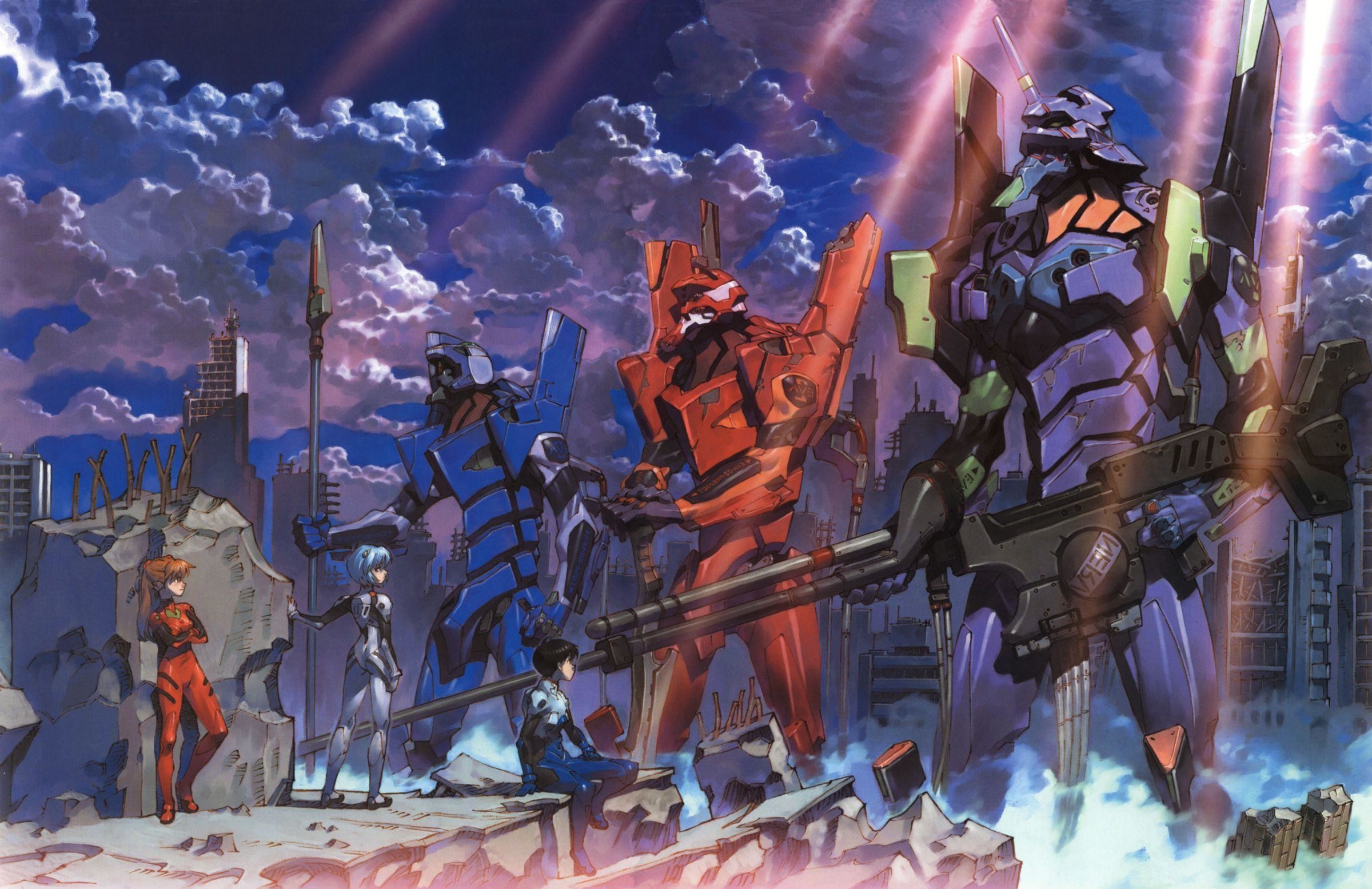 Evangelion Unità-01, Evangelion Unità-02, Evangelion Unità-00, Asuka Langley Soryu, Rei Ayanami, Neon Genesis Evangelion, Mecha, sfondo Full HD