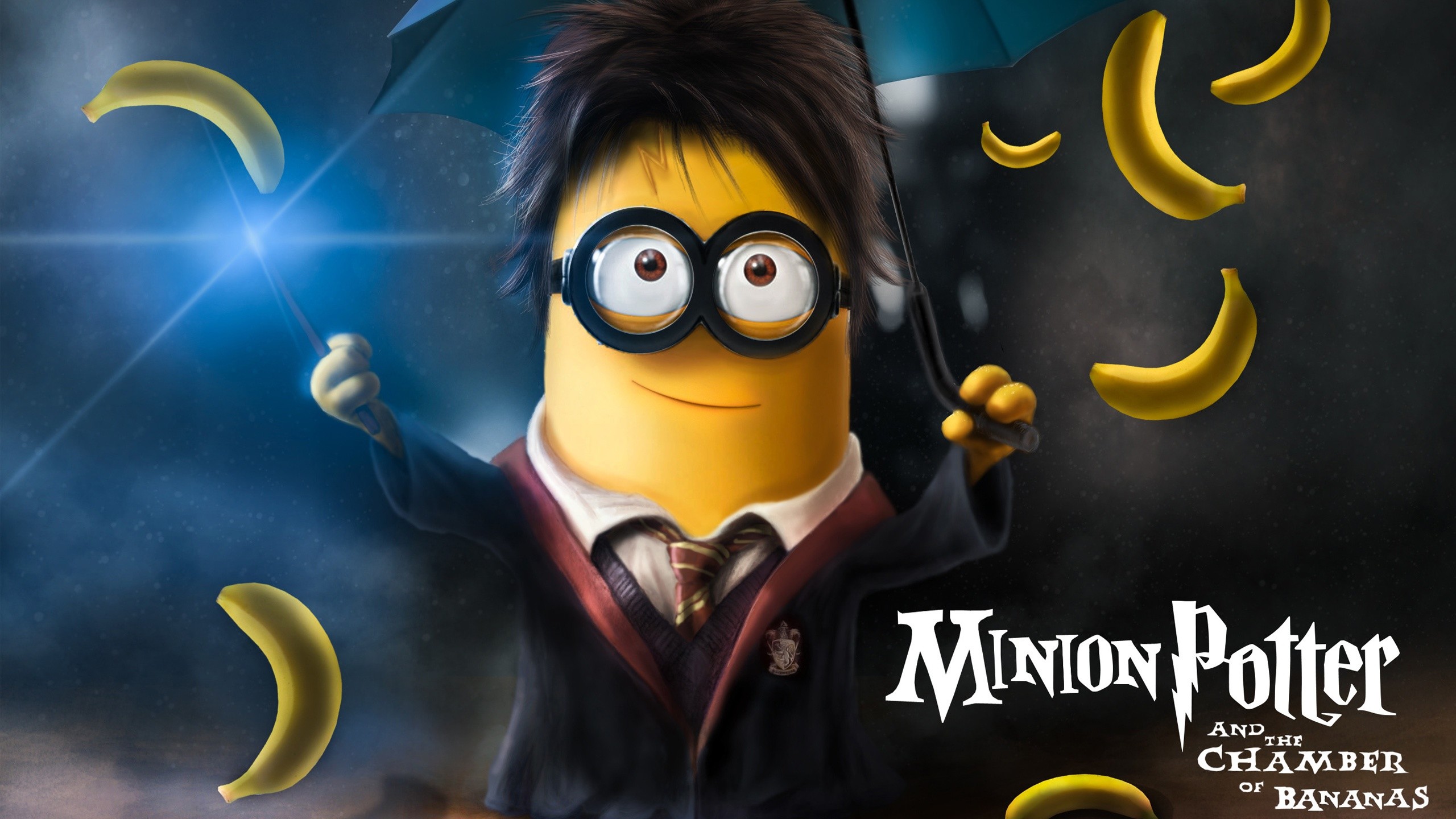 Minion Potter, Minions, Harry Potter, Parodia, Banane, 2K, sfondo per portatile