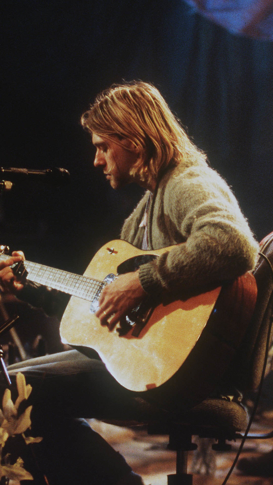 Kurt Cobain, MTV Unplugged in New York, Nirvana, Chitarra acustica, sfondo 1080x1920 per cellulare