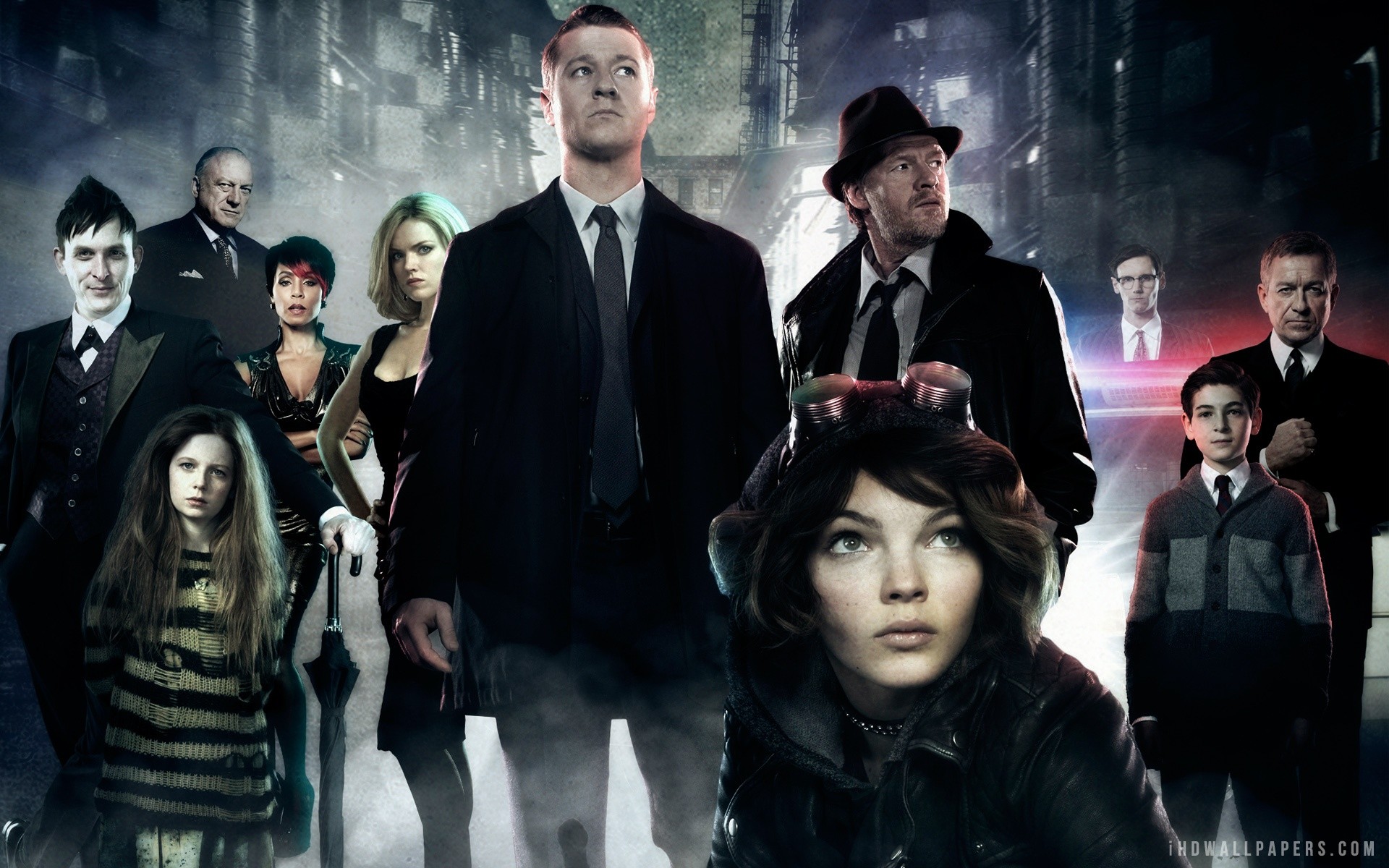 Gotham, Cast, James Gordon, Selina Kyle, Bruce Wayne, Full HD, sfondo Windows 11