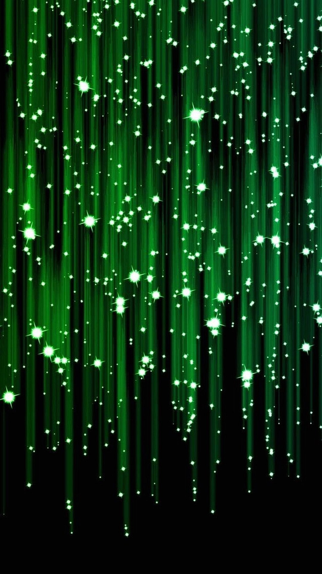 Pioggia digitale, Luci verdi, Sfondo nero, schermata di blocco iPhone 6 Plus