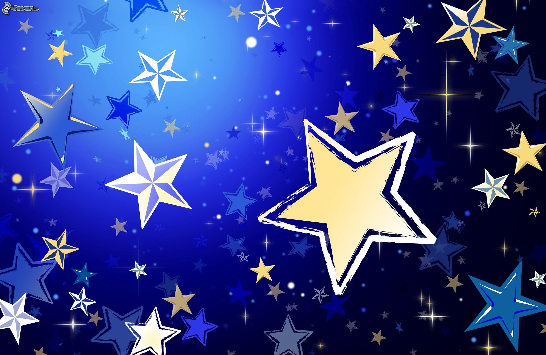 Stelle, Illustrazione, Blu e oro, Full HD, sfondo per portatile