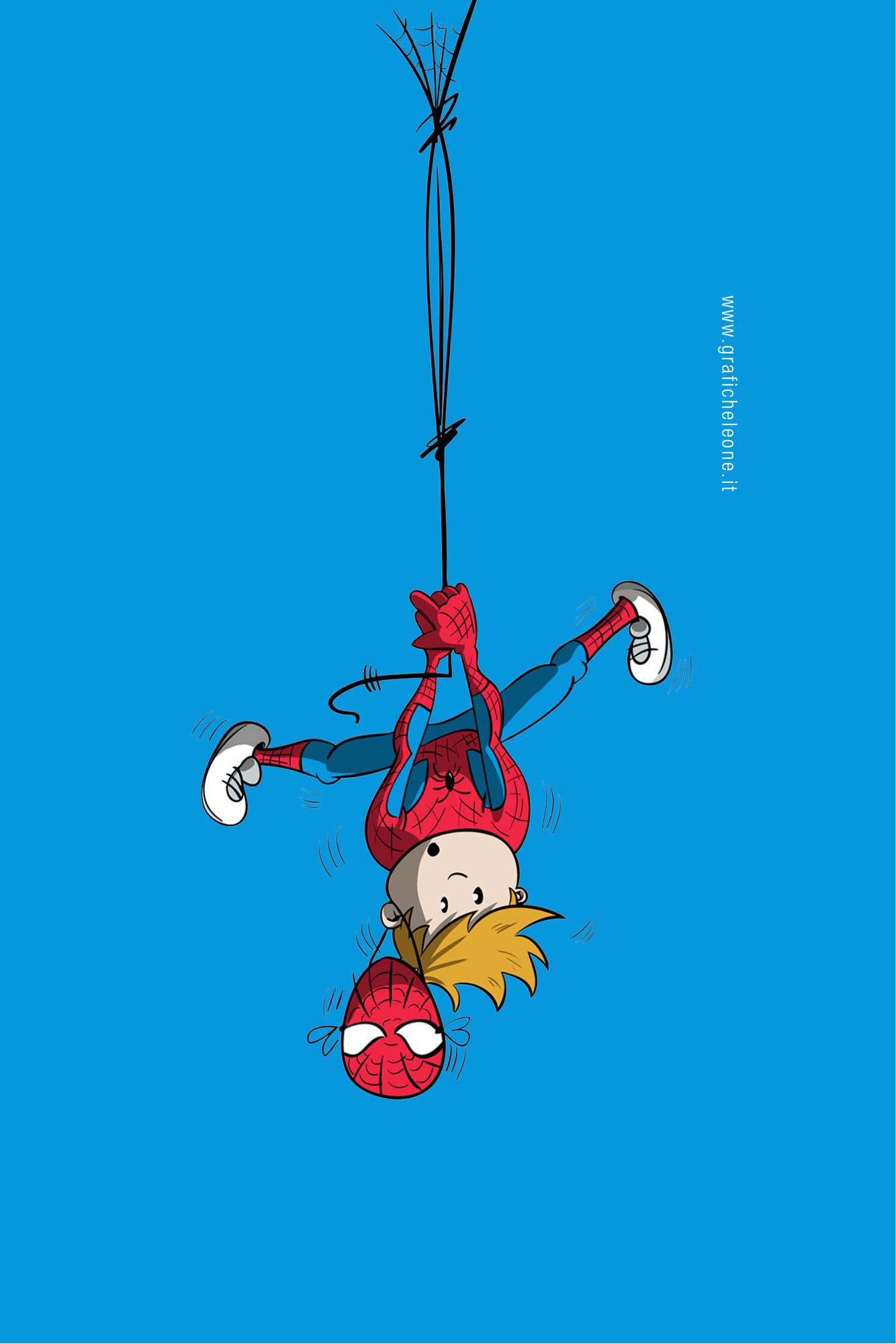 Spider-Man, Paperino, Illustrazione, Sfondo azzurro, schermata Home iPhone 4S