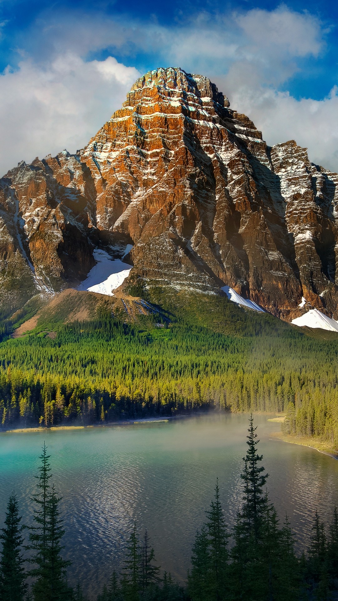 Montagna, Lago, Foresta, Canada, Full HD, sfondo per smartphone