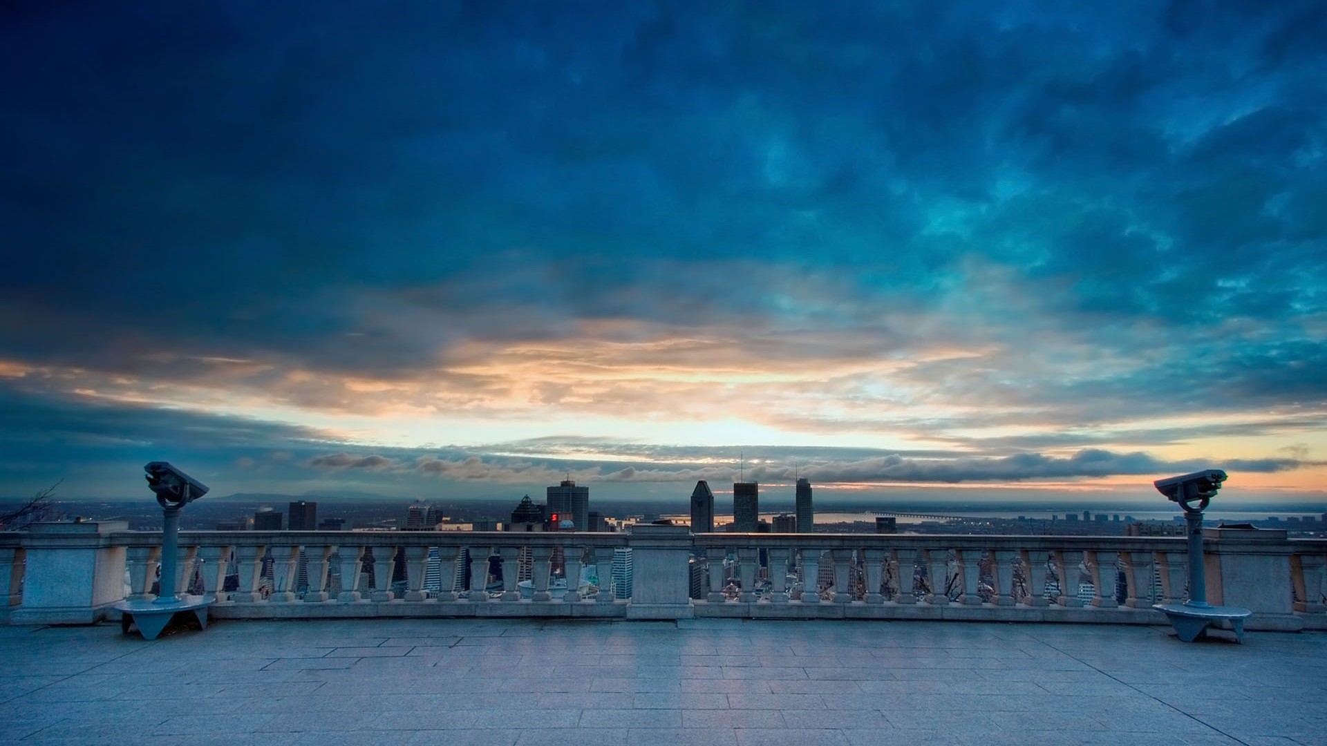 Belvedere, Balaustra, Skyline, Nuvole, Crepuscolo, Full HD 1080p, sfondo desktop