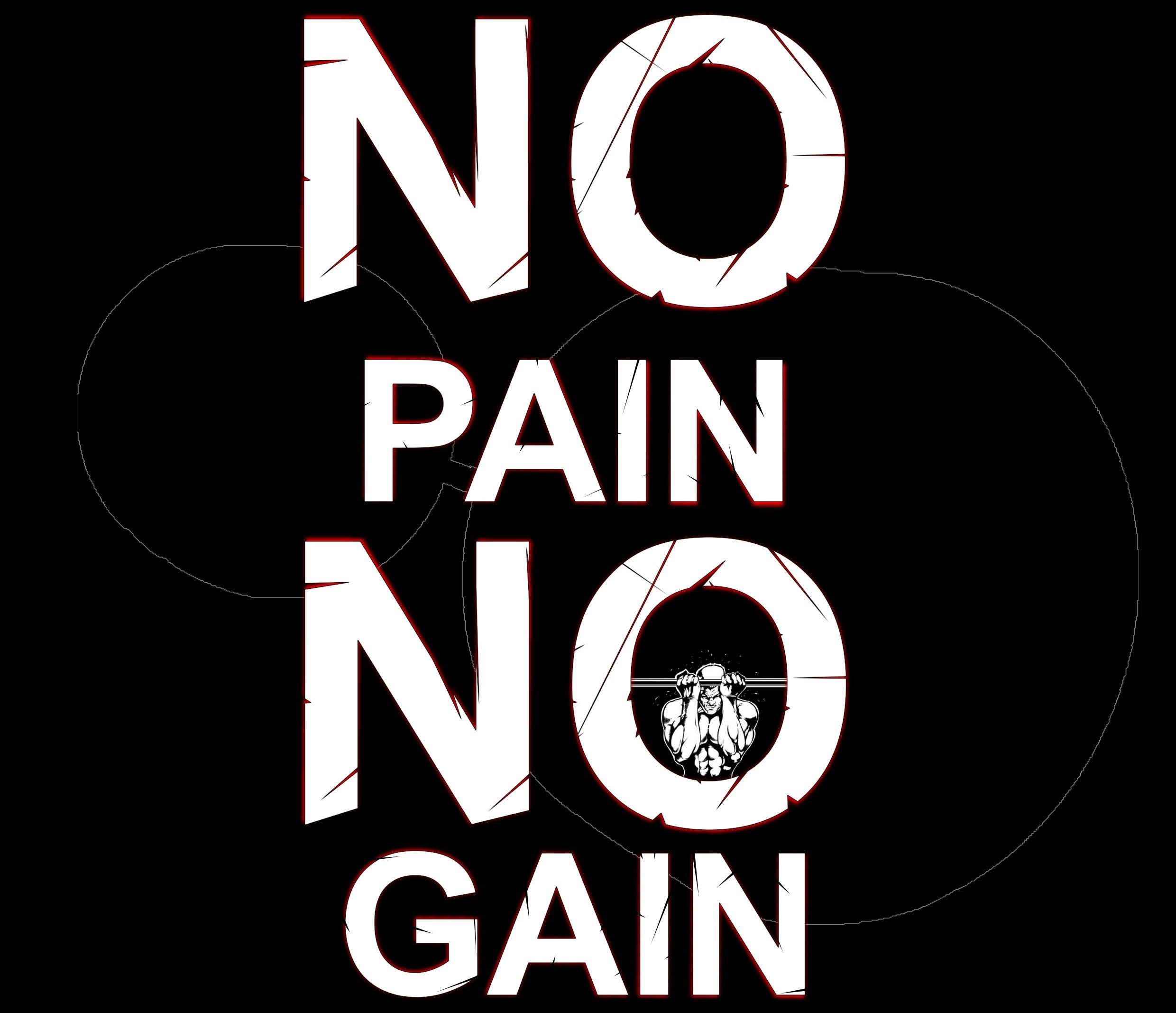 No Pain No Gain, Citazione motivazionale, Tipografia, Sfondo nero, wallpaper per portatile