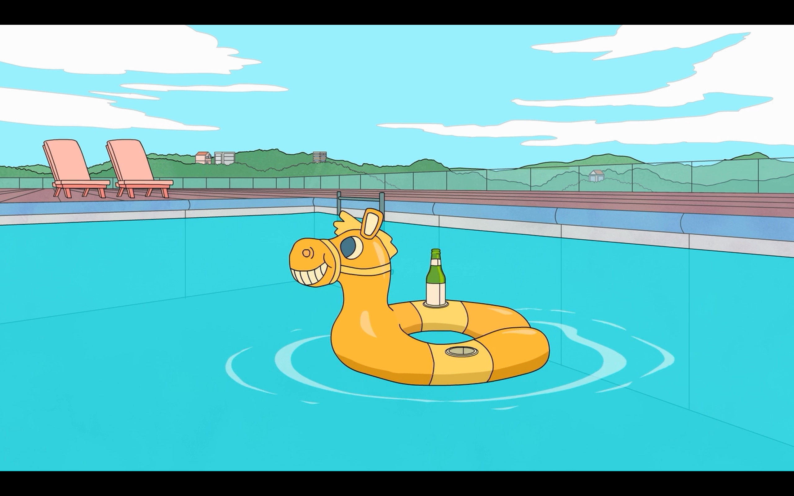 BoJack Horseman, Piscina, Ciambella gonfiabile, Azzurro, 2560x1600, sfondo MacBook Pro