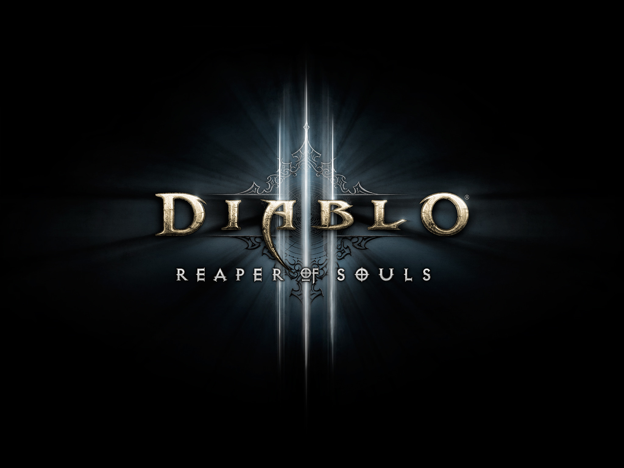 Diablo III: Reaper of Souls, Logo, Sfondo nero, Full HD, schermata di blocco iPad