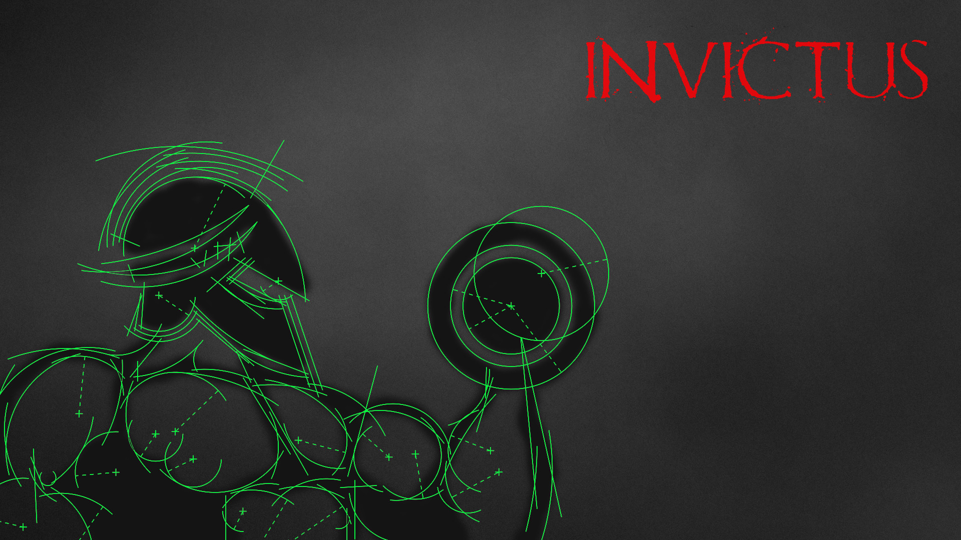 Invictus, Gladiatore, Disegno al neon, Sfondo grigio, Full HD, wallpaper per PC