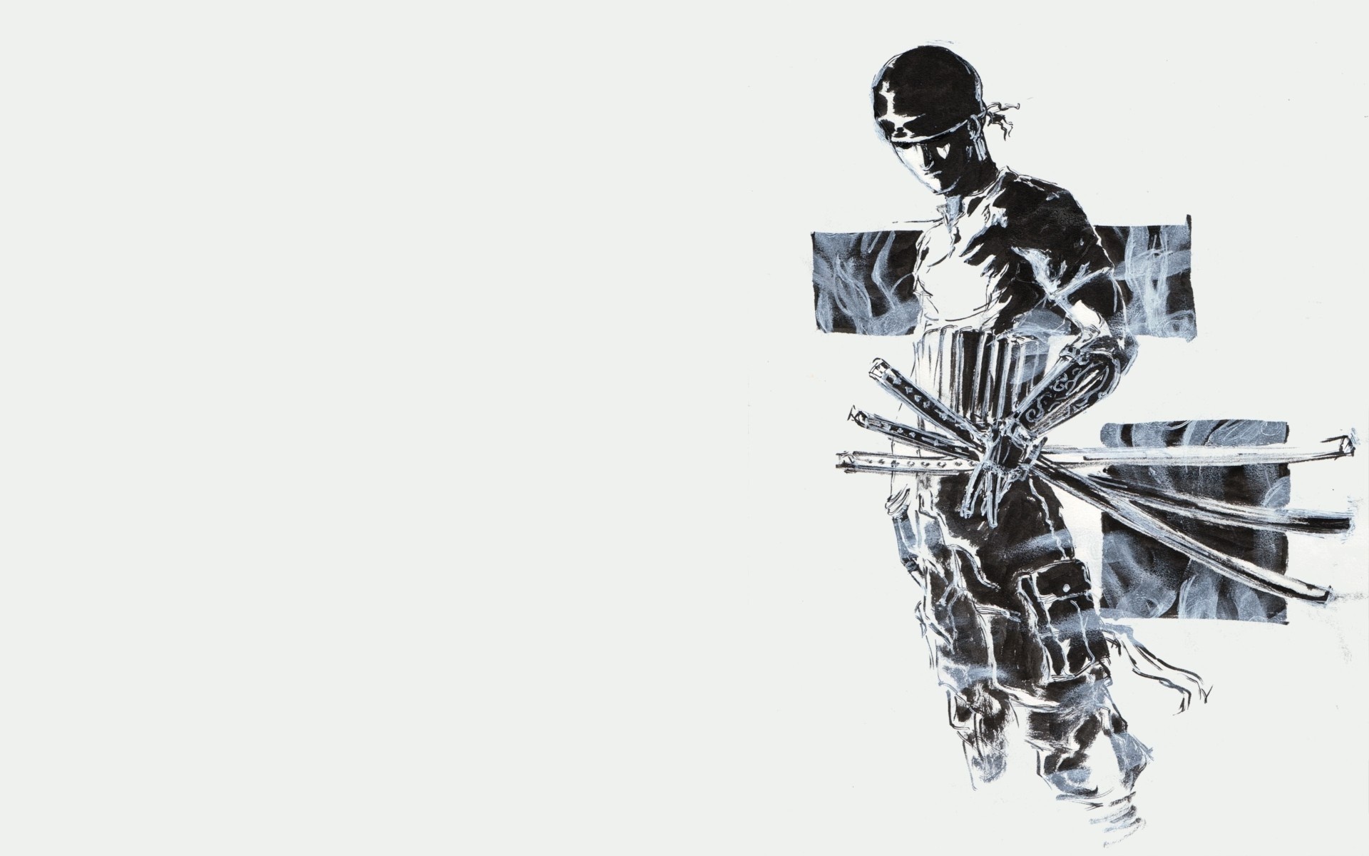 Roronoa Zoro, One Piece, Katane, Minimalista, Sfondo bianco, 1920x1200, wallpaper desktop