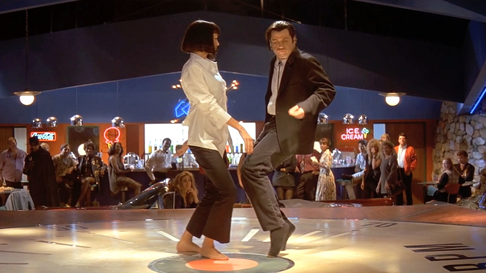 Mia Wallace, Vincent Vega, Uma Thurman, John Travolta, Twist, 1920x1080, sfondo per PC
