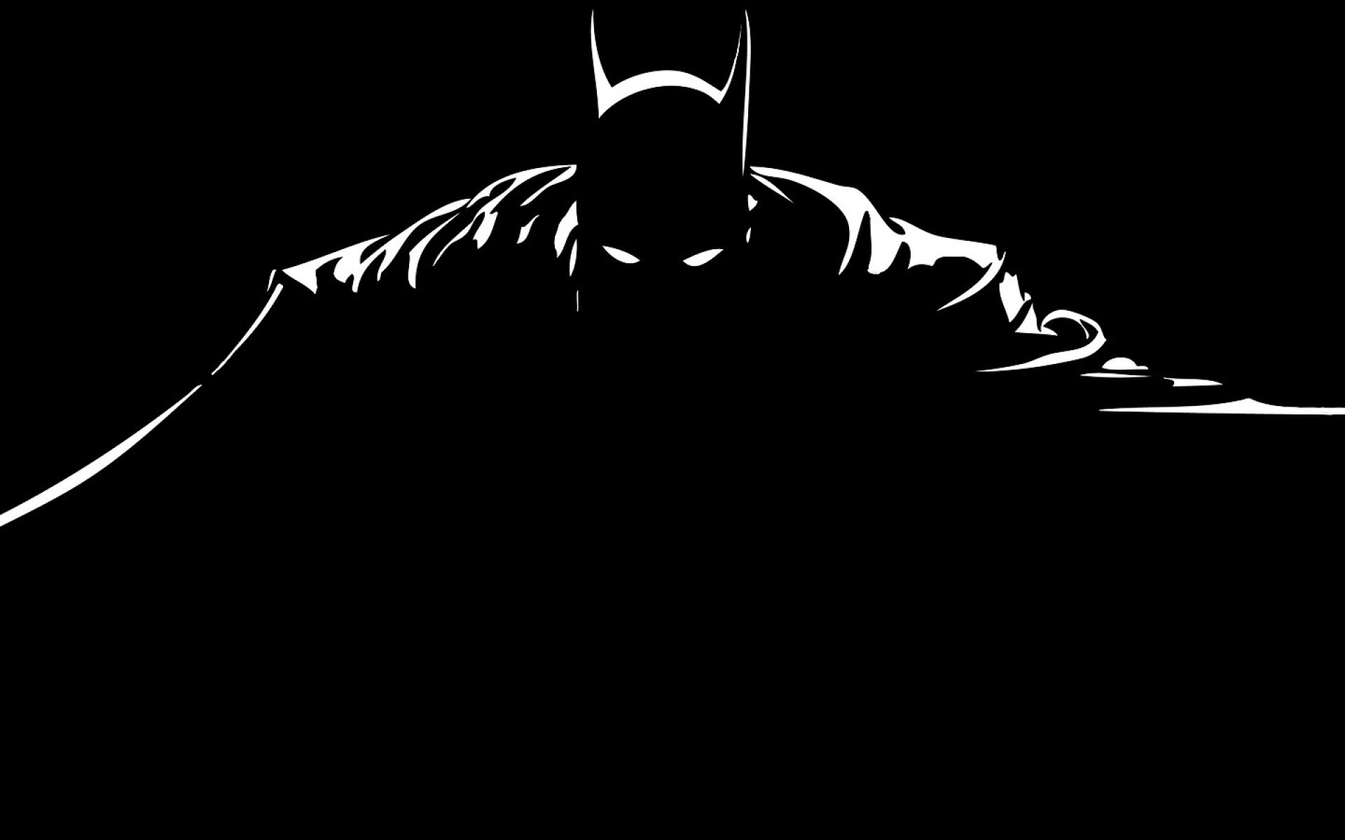Batman, Silhouette, Sfondo nero, Minimalista, Full HD, wallpaper per portatile