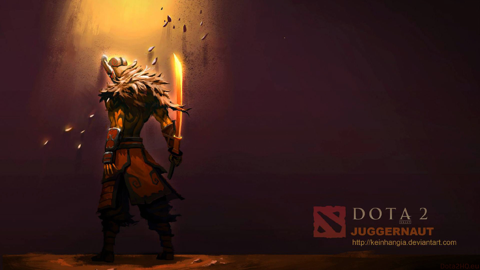Juggernaut, Dota 2, Spada infuocata, Arte digitale, 16:9 Full HD, wallpaper widescreen