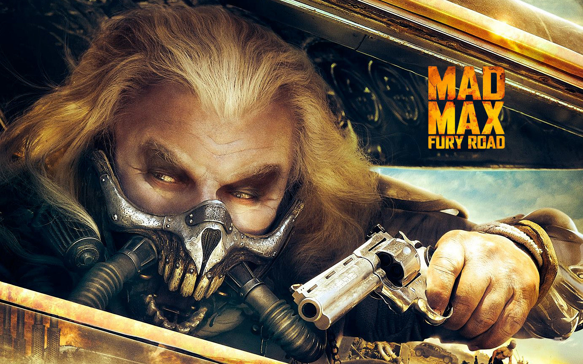 Mad Max: Fury Road, Immortan Joe, Hugh Keays-Byrne, Revolver, Maschera, sfondo widescreen Full HD