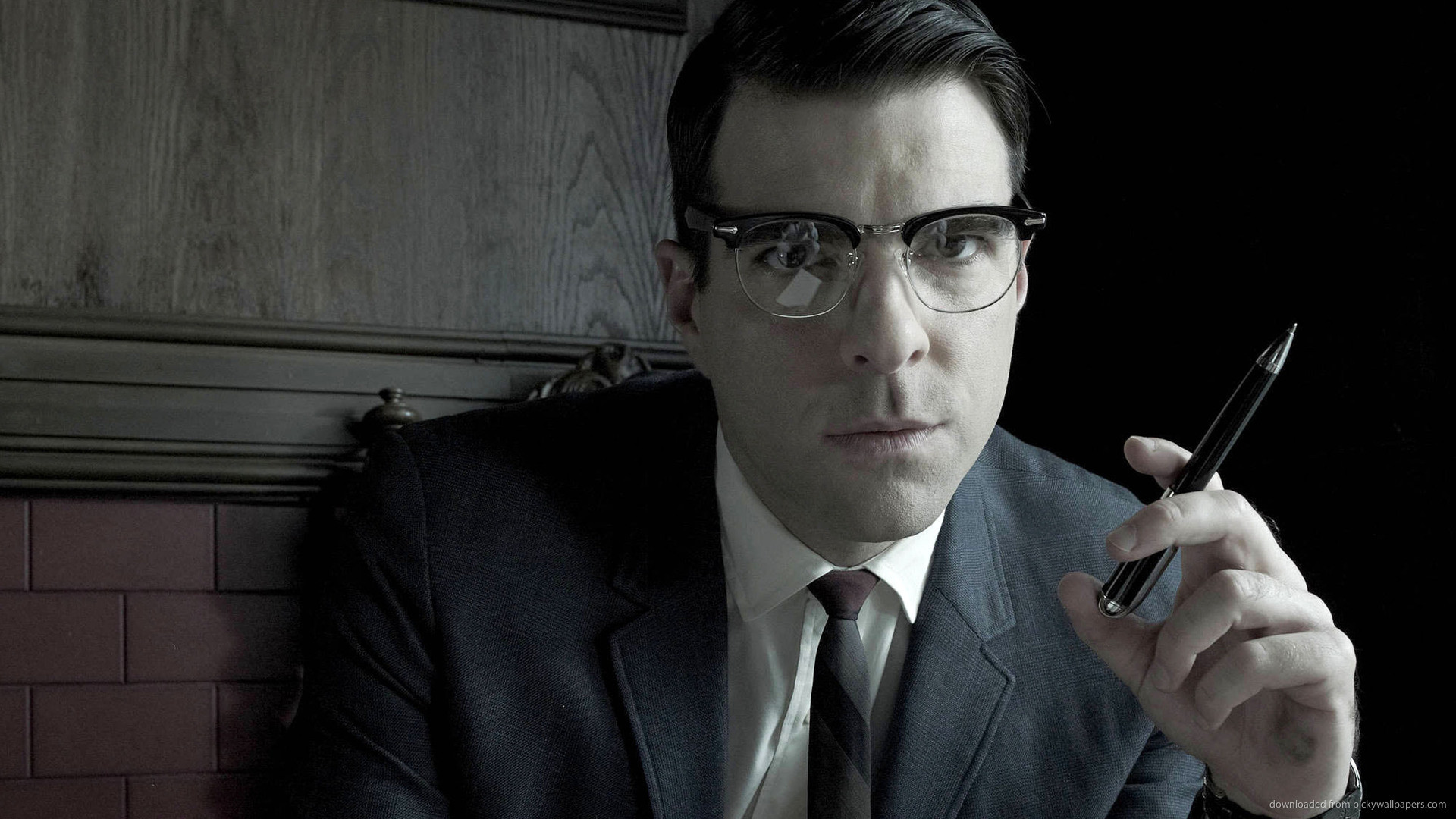 American Horror Story: Asylum, Zachary Quinto, Dr. Oliver Thredson, Occhiali, Penna, wallpaper Full HD