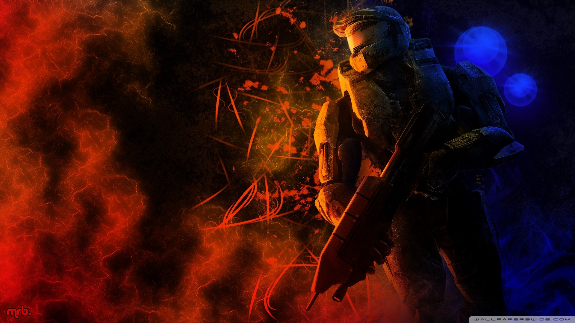 Master Chief, Halo, Arte digitale, Rosso, Full HD, sfondo Windows 11