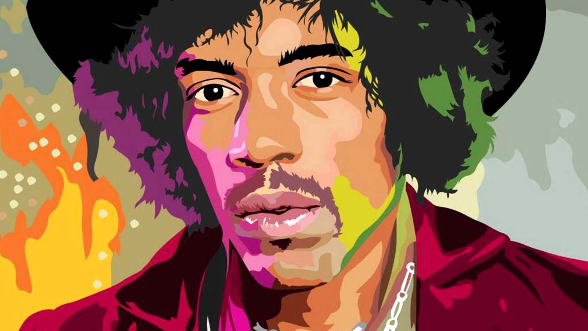 Jimi Hendrix, Pop art, Illustrazione, Colorato, Full HD, wallpaper per computer