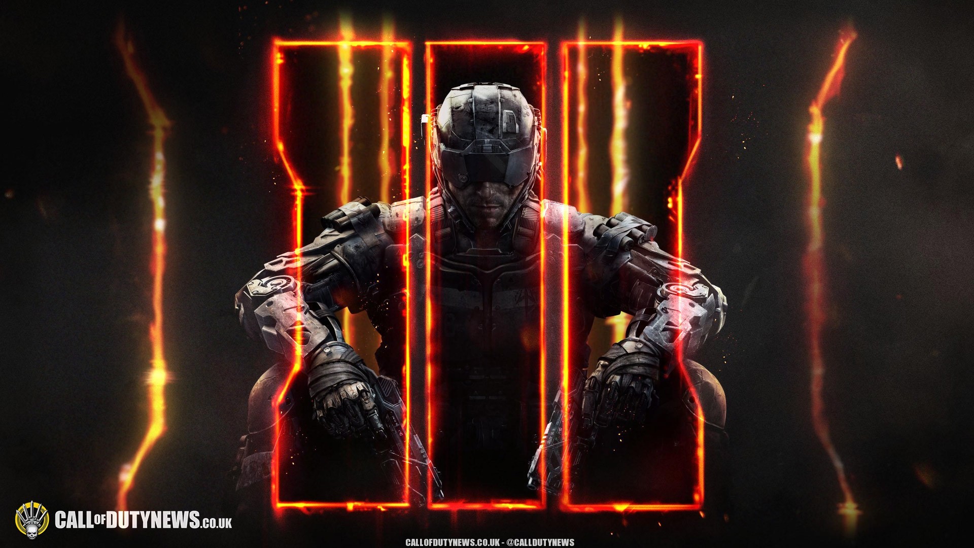 Call of Duty: Black Ops III, Soldato, Logo III, Luci arancioni, Full HD, sfondo Windows 11
