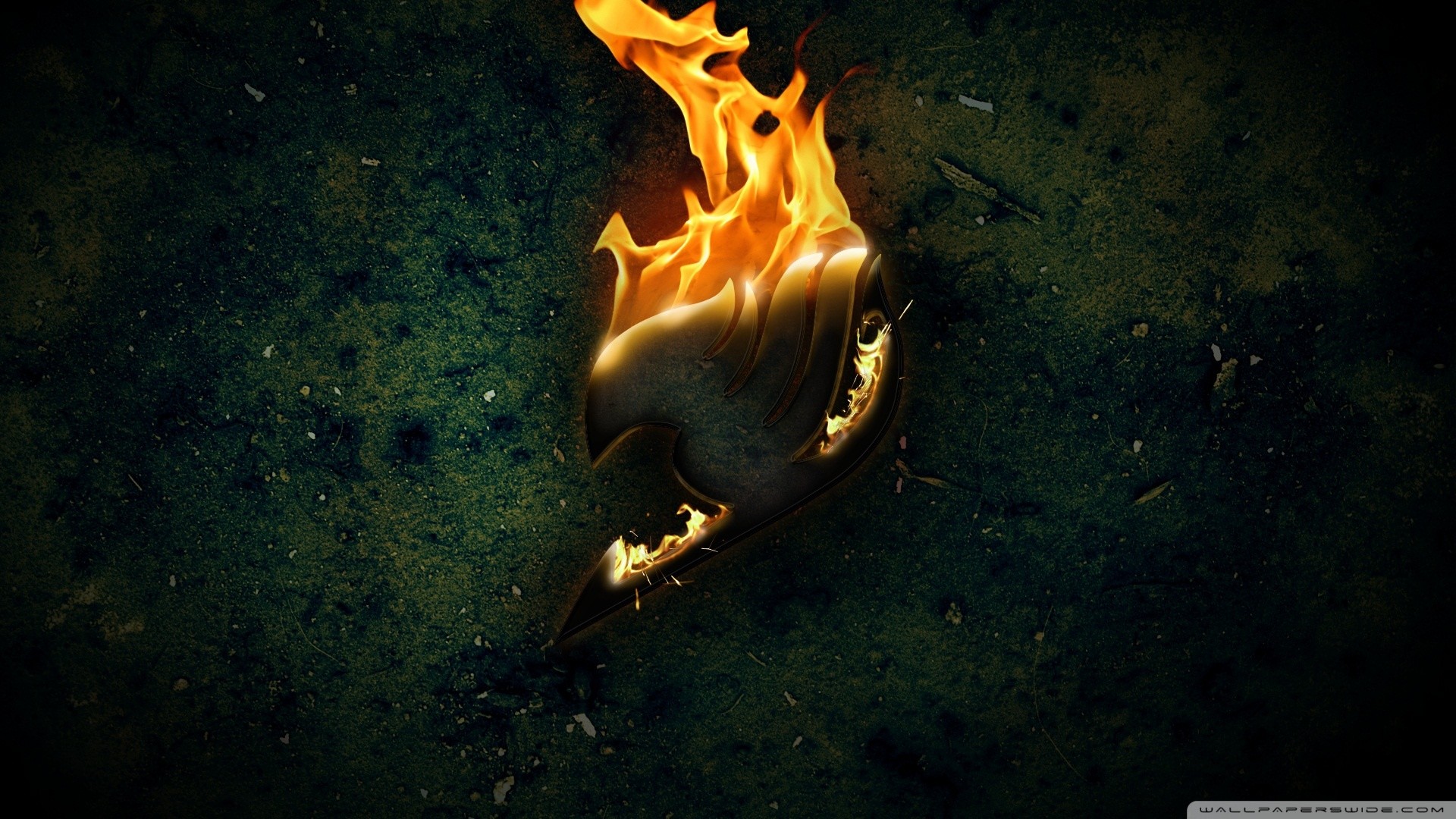 Simbolo di Fairy Tail, Fairy Tail, Fuoco, Sfondo scuro, Full HD, wallpaper per PC