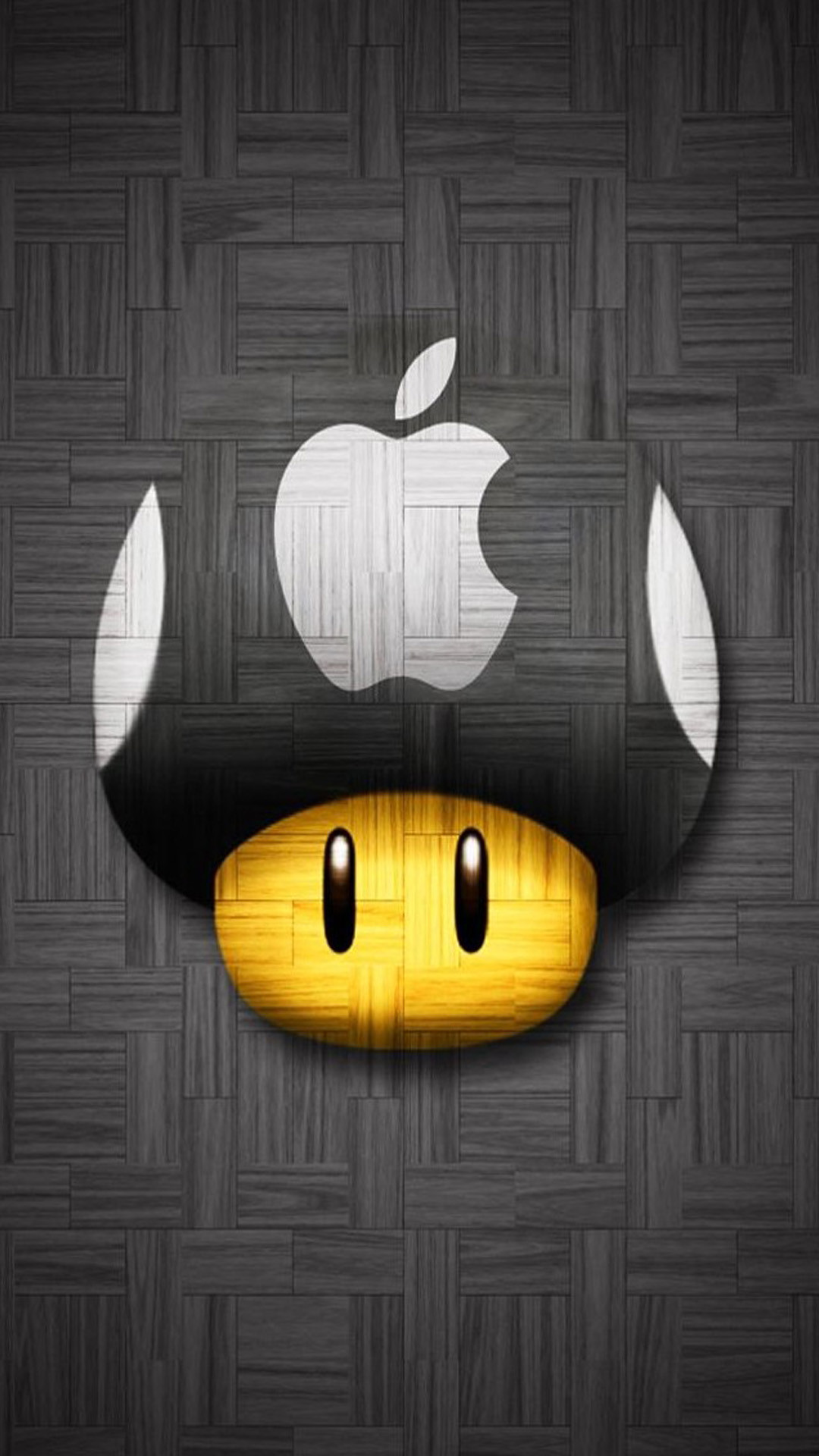 Logo Apple, Fungo di Super Mario, Parodia, Grigio, Full HD, sfondo per smartphone