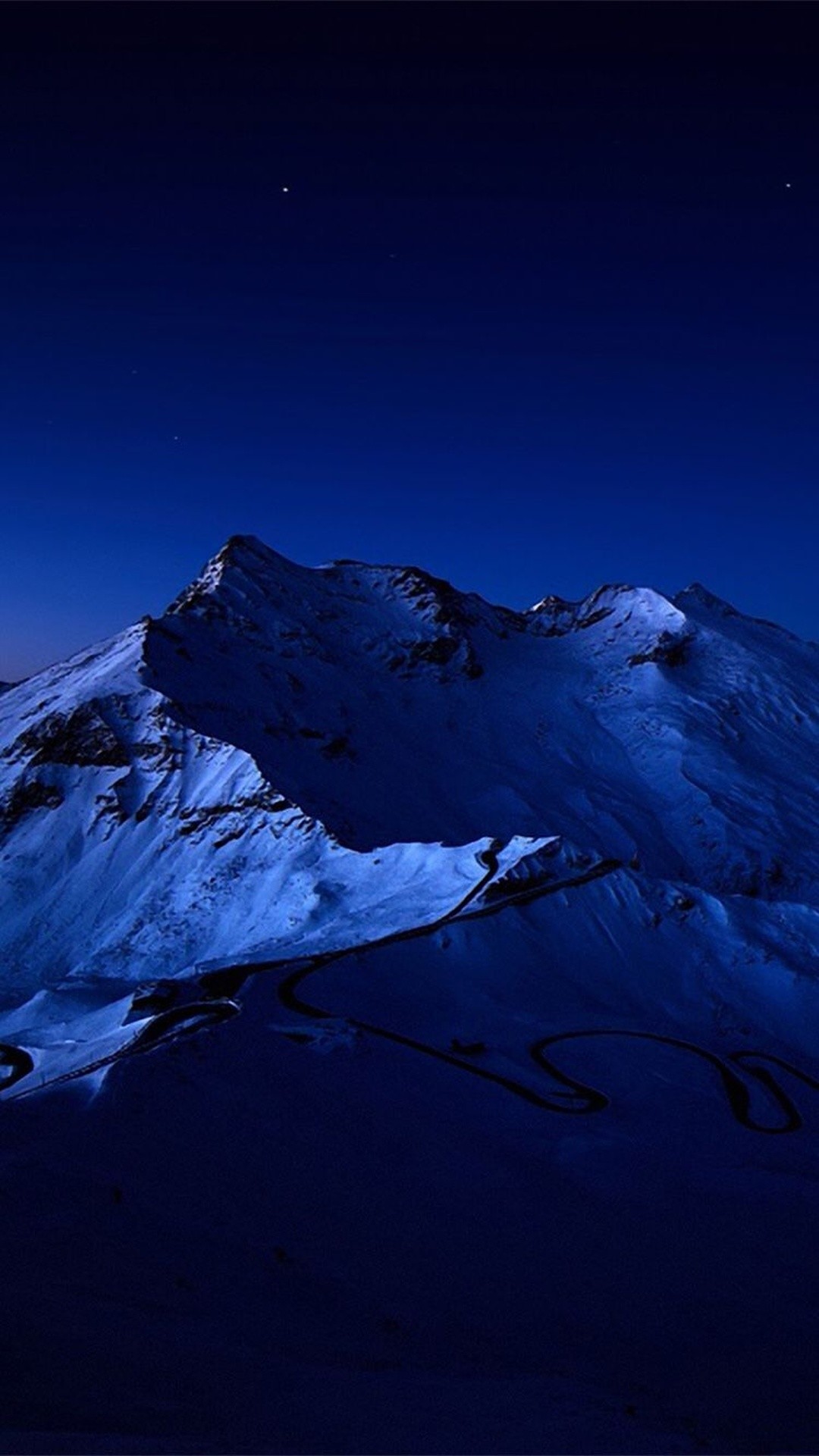 Montagne, Neve, Notte, Blu, sfondo iPhone Full HD