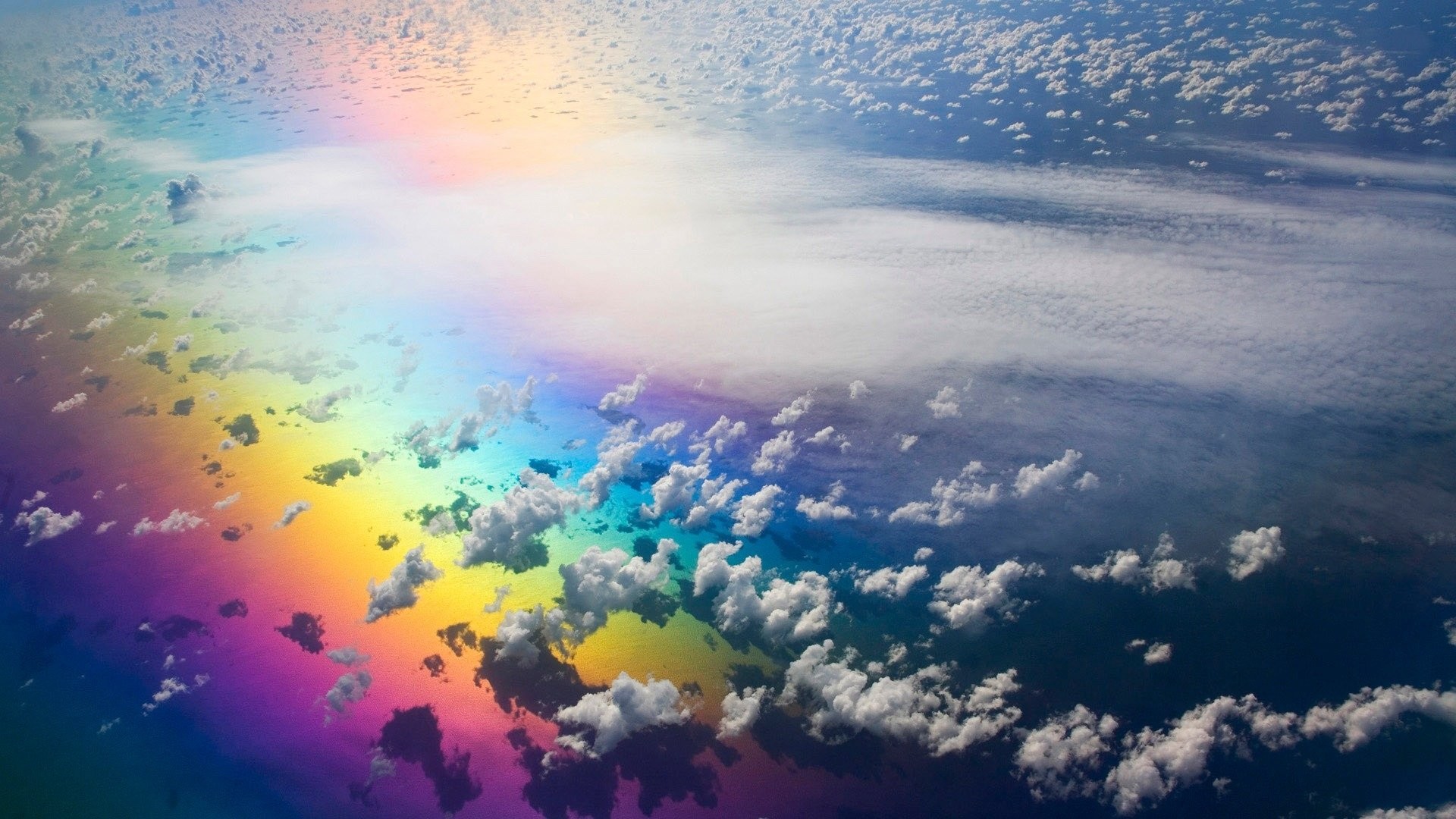 Nuvole, Arcobaleno, Vista aerea, Cielo, sfondo per il tuo desktop