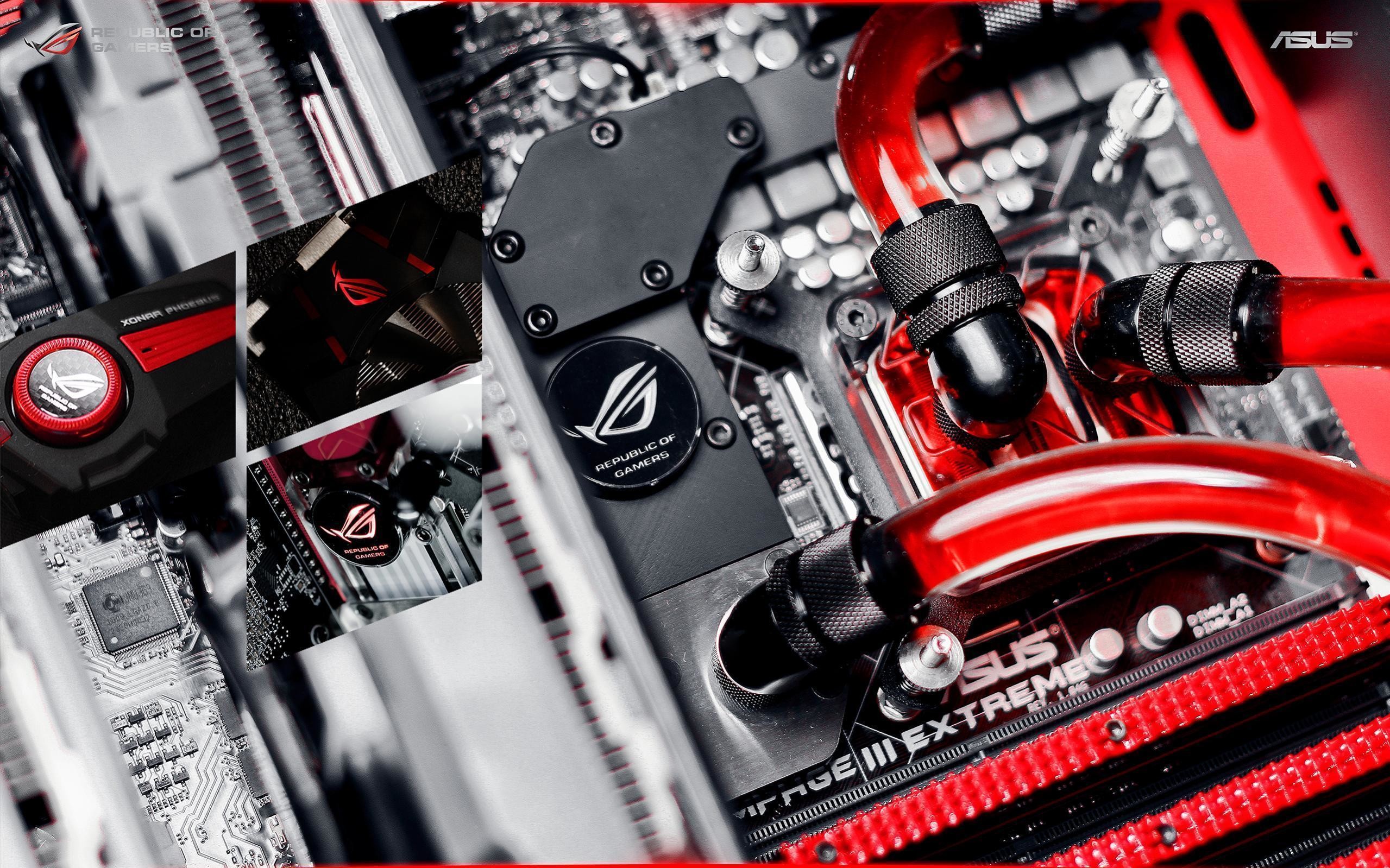 ASUS ROG, Raffreddamento a liquido, PC gaming, Rampage III Extreme, Rosso, sfondo Windows 11