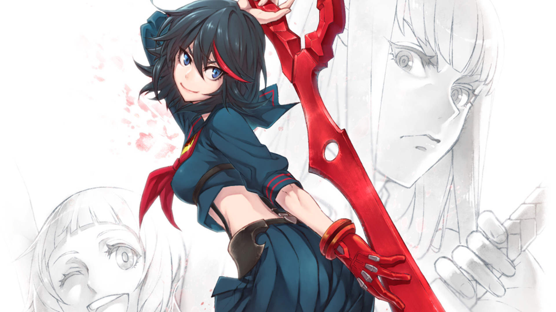 Ryuko Matoi, Satsuki Kiryuin, Kill la Kill, Forbice-spada, Schizzo, sfondo Full HD per computer