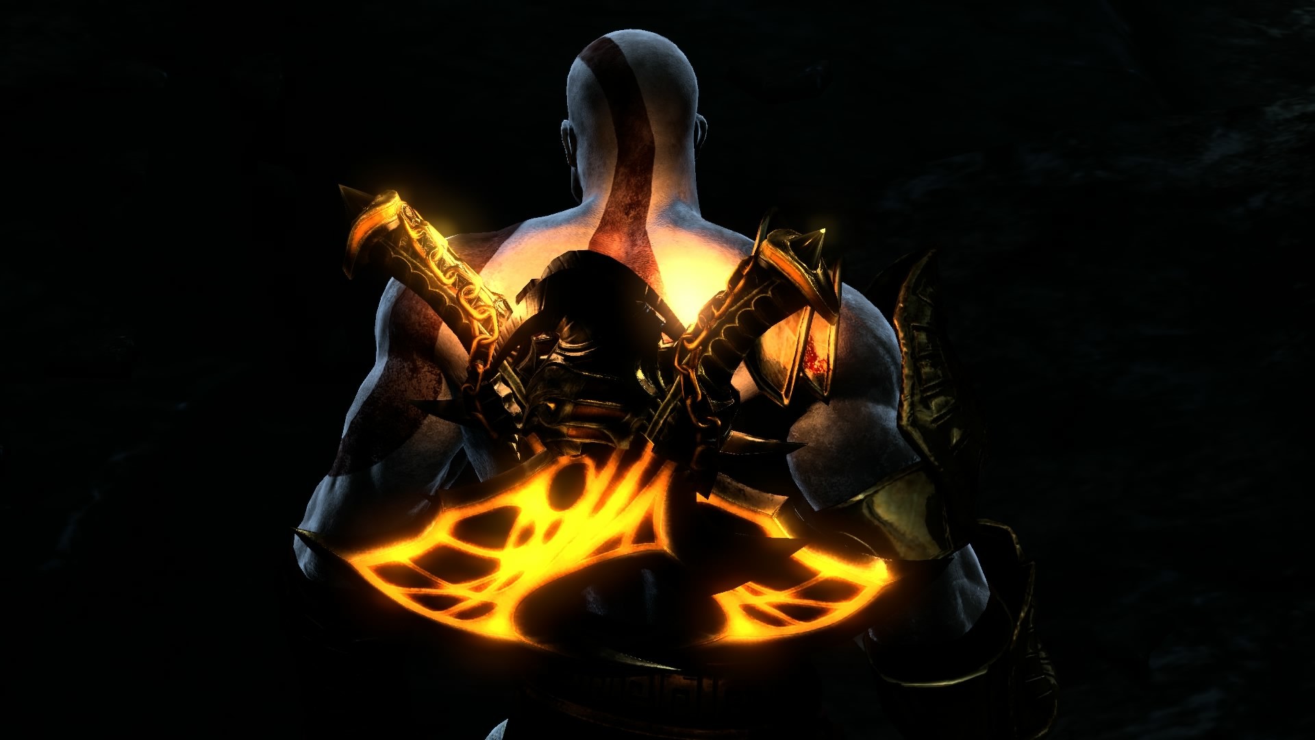 Kratos, God of War, Lame del Caos, Sfondo nero, Full HD, wallpaper per computer