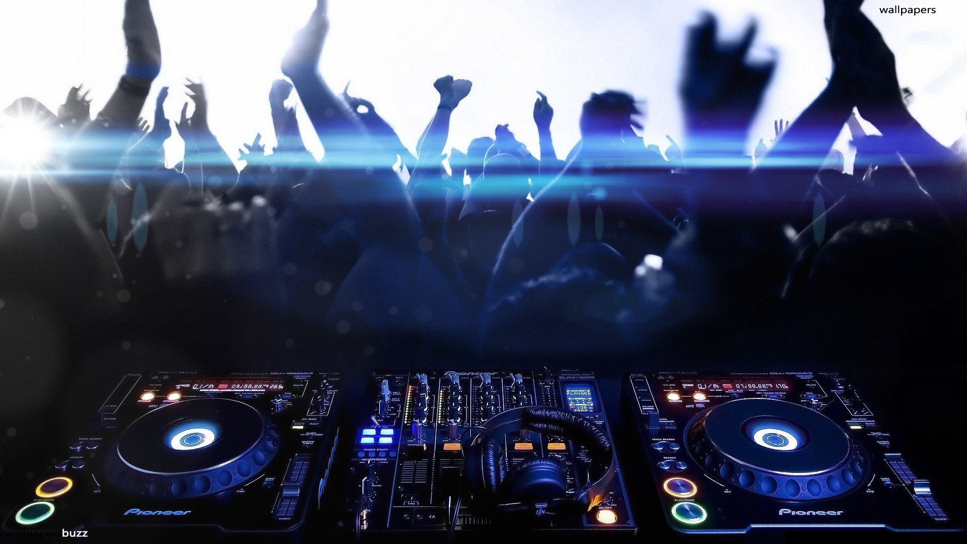 Console DJ, Pioneer, Folla, Blu, 1920x1080, sfondo per PC