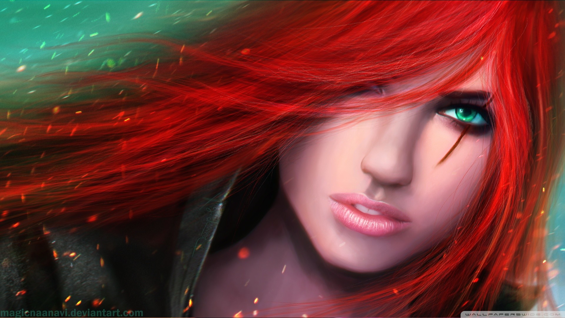 Katarina, League of Legends, Primo piano, Capelli rossi, Full HD 1080p, sfondo desktop