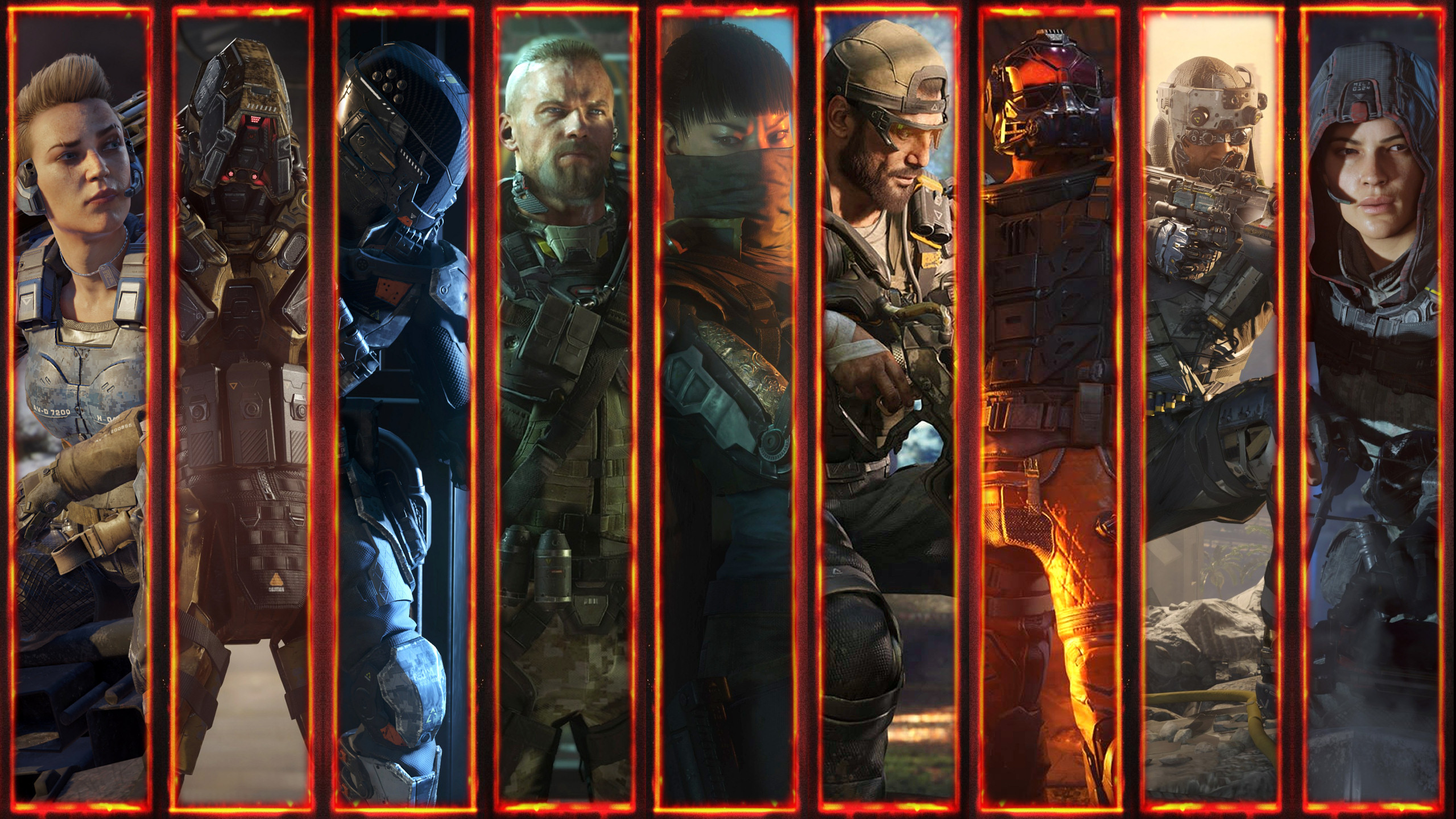 Call of Duty: Black Ops III, Specialisti, Personaggi, Collage, 2K, sfondo per PC