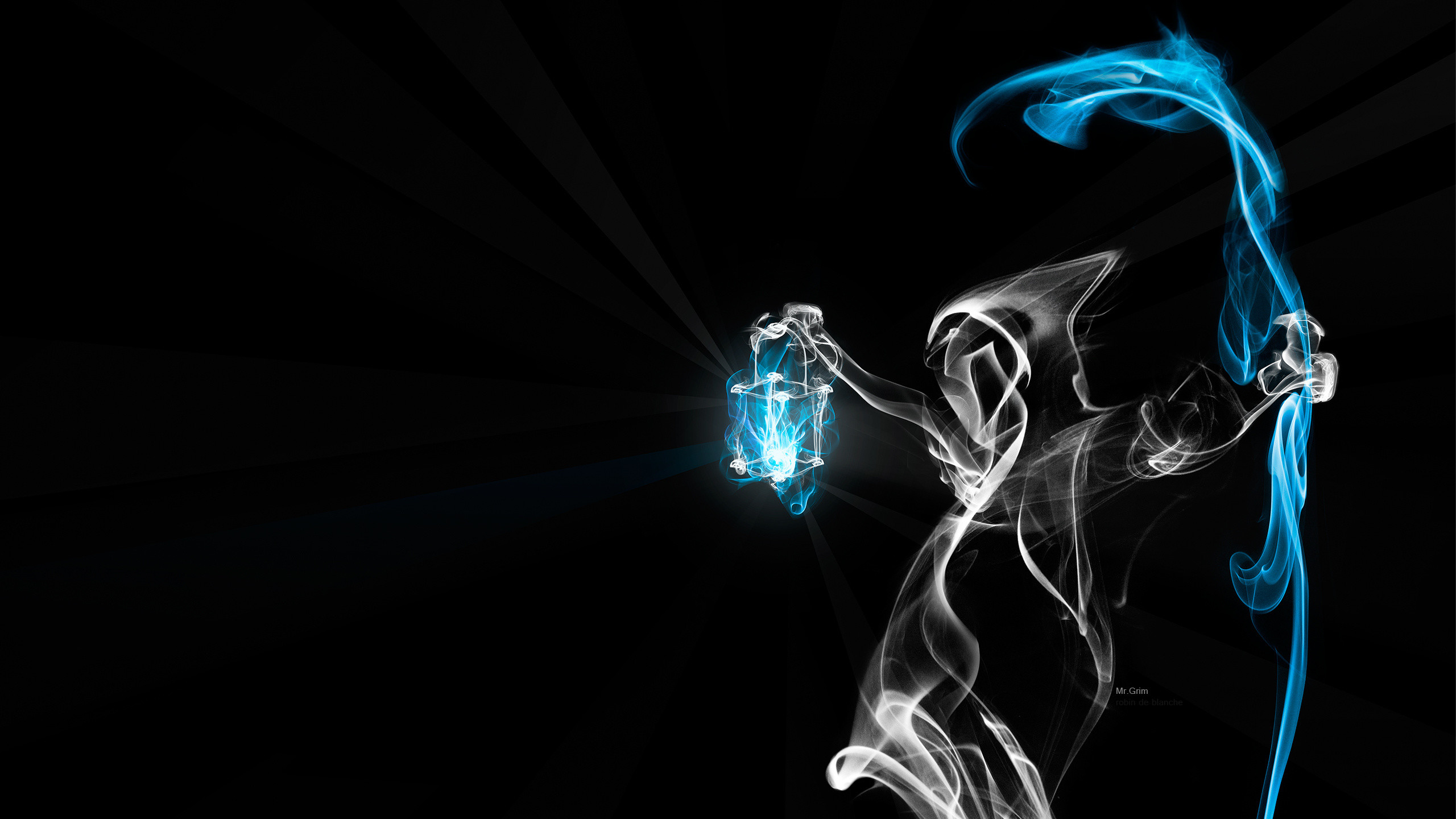 Fumo, Lanterna, Figura di fumo, Sfondo nero, 2K, wallpaper per computer