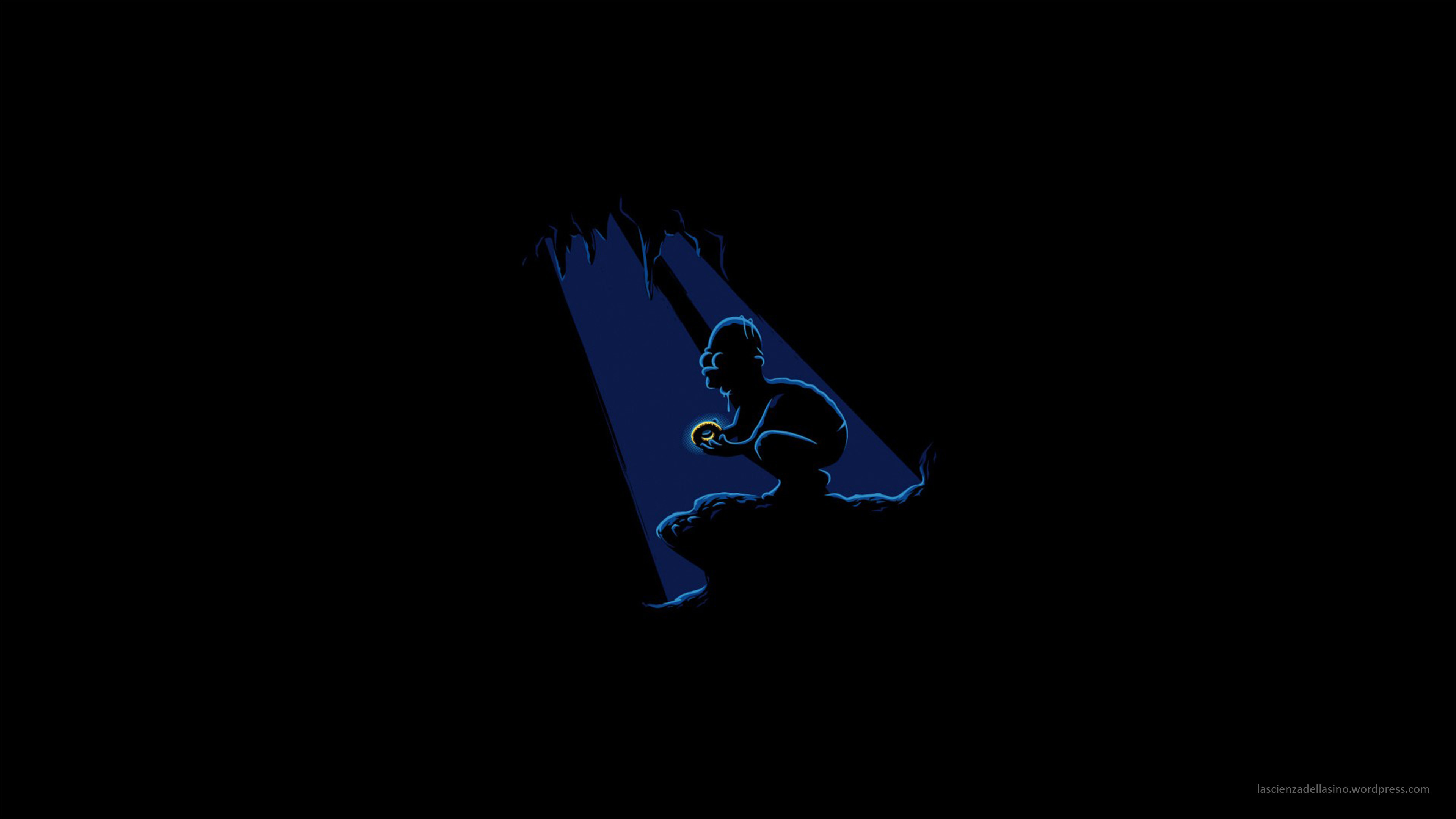 Homer Simpson, I Simpson, Sfondo nero, 16:9 4K, wallpaper widescreen