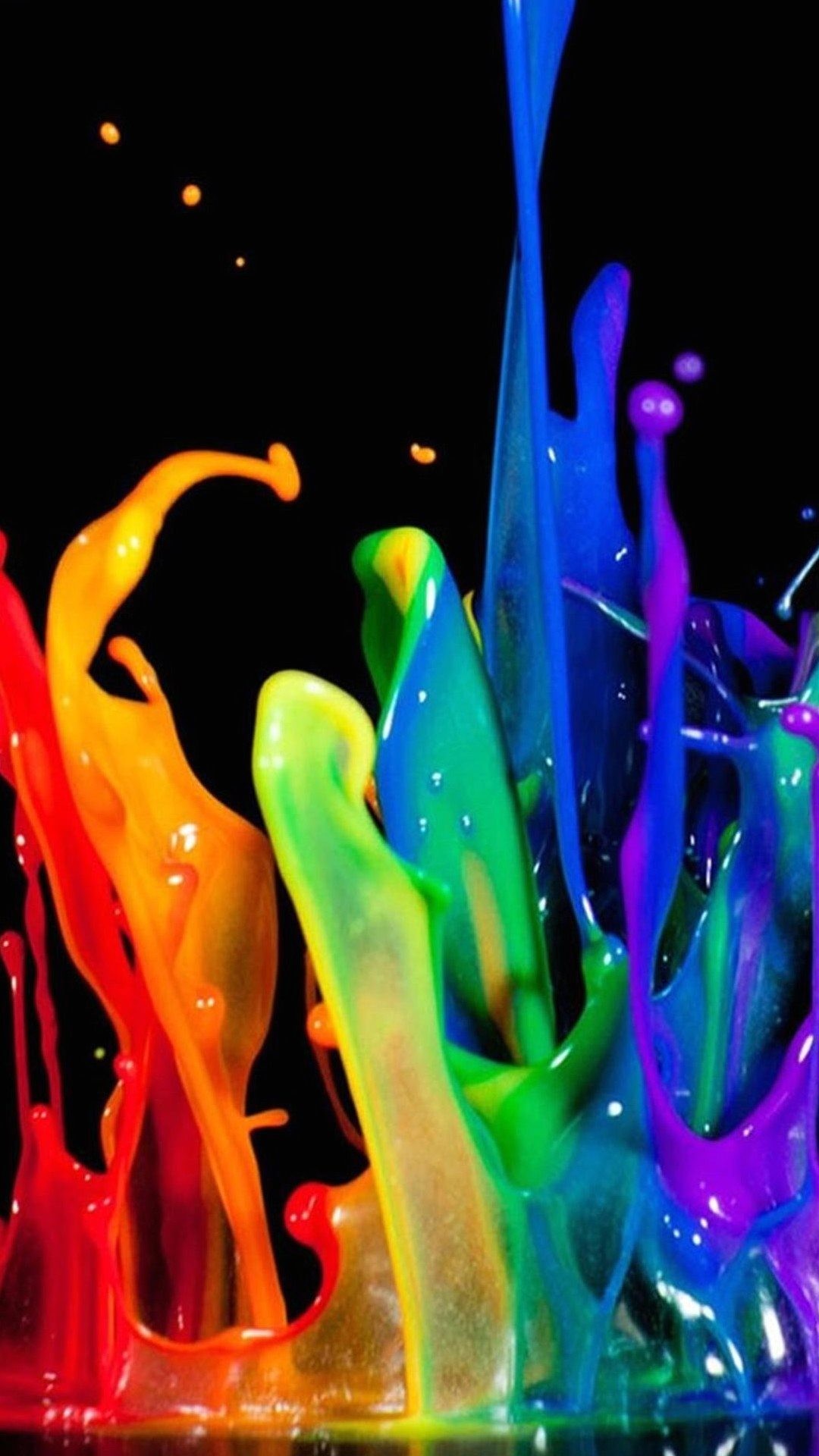 Vernice colorata, Schizzi, Arcobaleno, Sfondo nero, schermata di blocco del cellulare