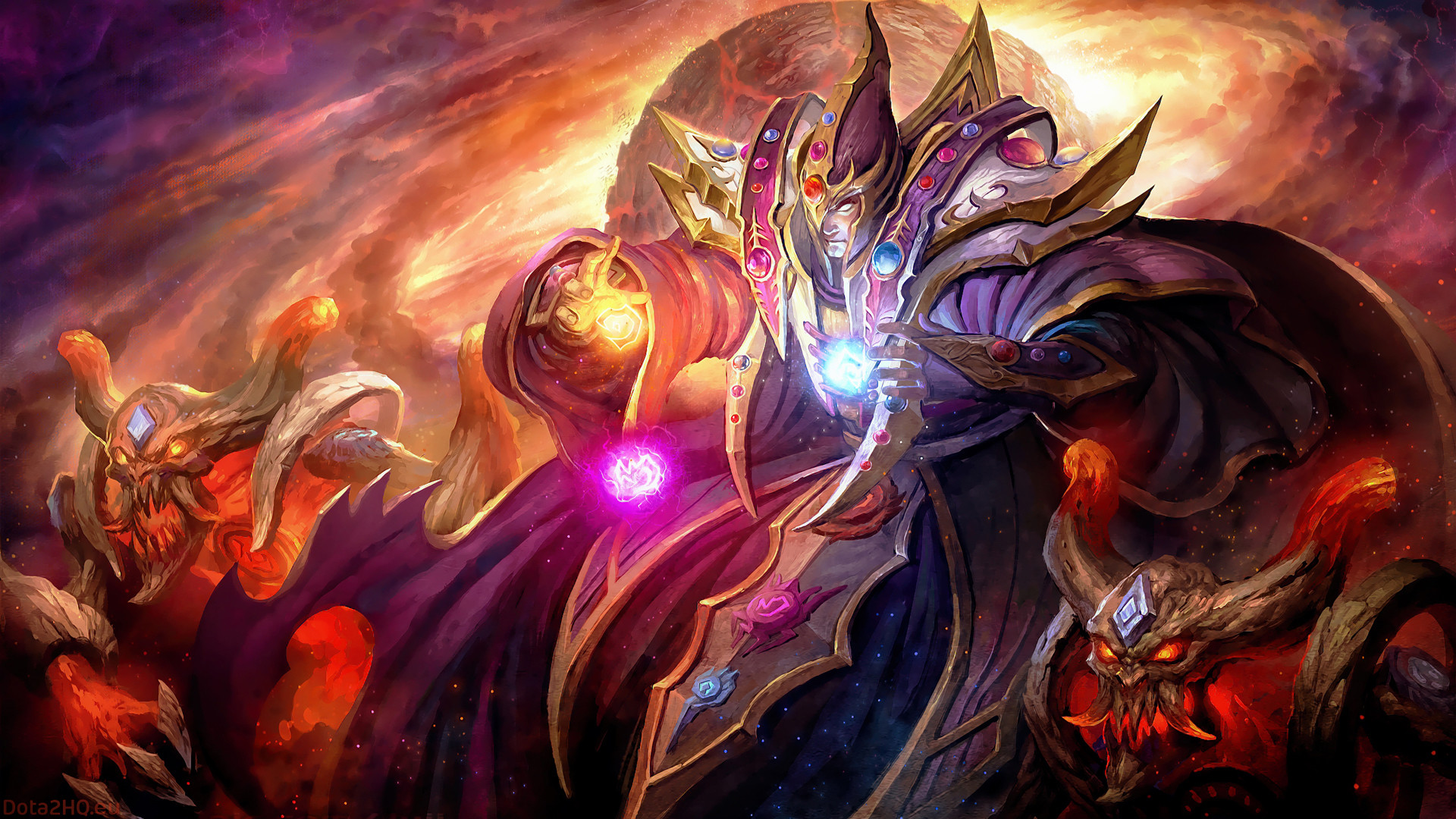 Invoker, Dota 2, Sfere magiche, Arte digitale, 1920x1080, sfondo per PC