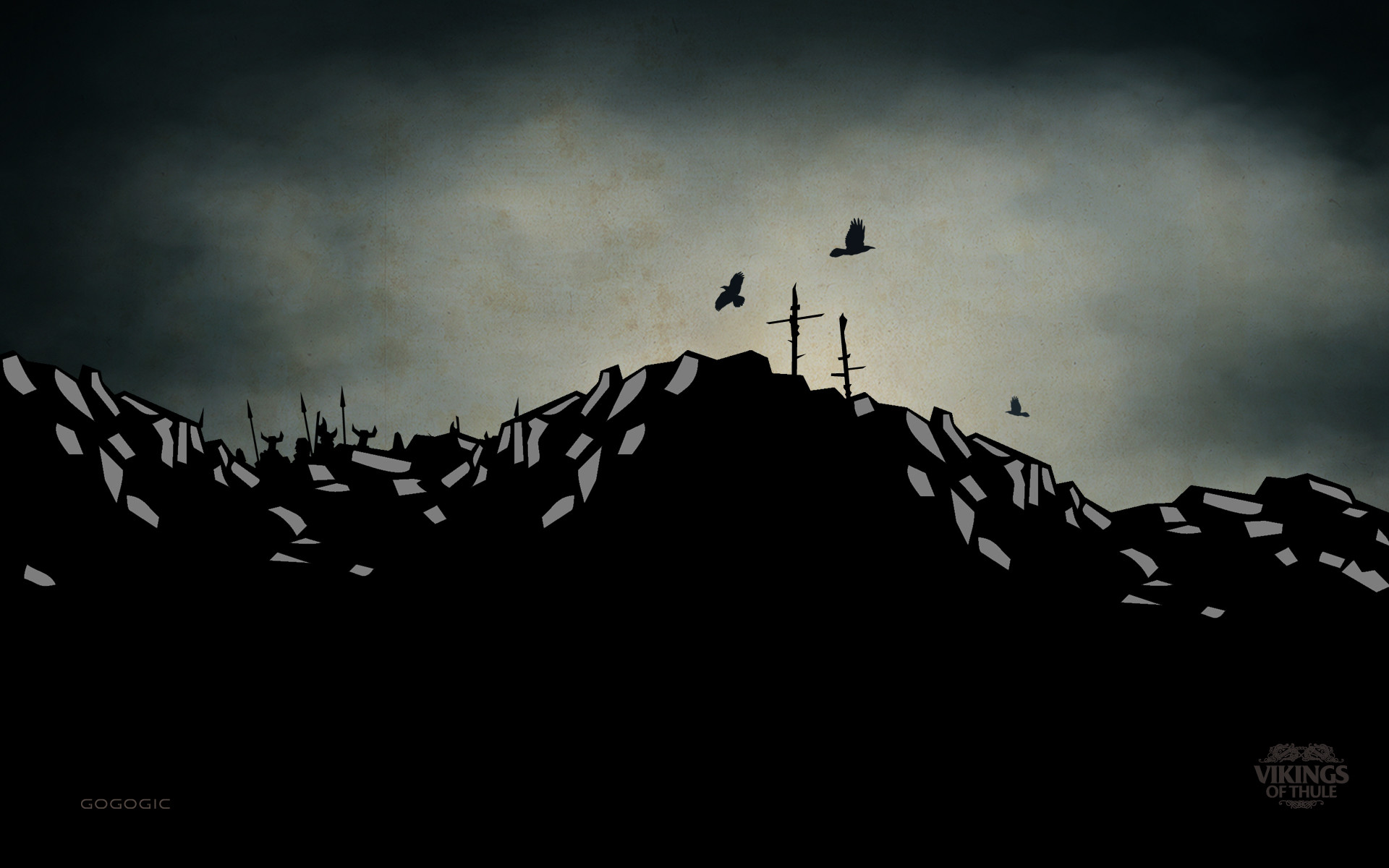 Vikings, Serie TV, Silhouette, Croci, Corvi, 1920x1200, sfondo per PC