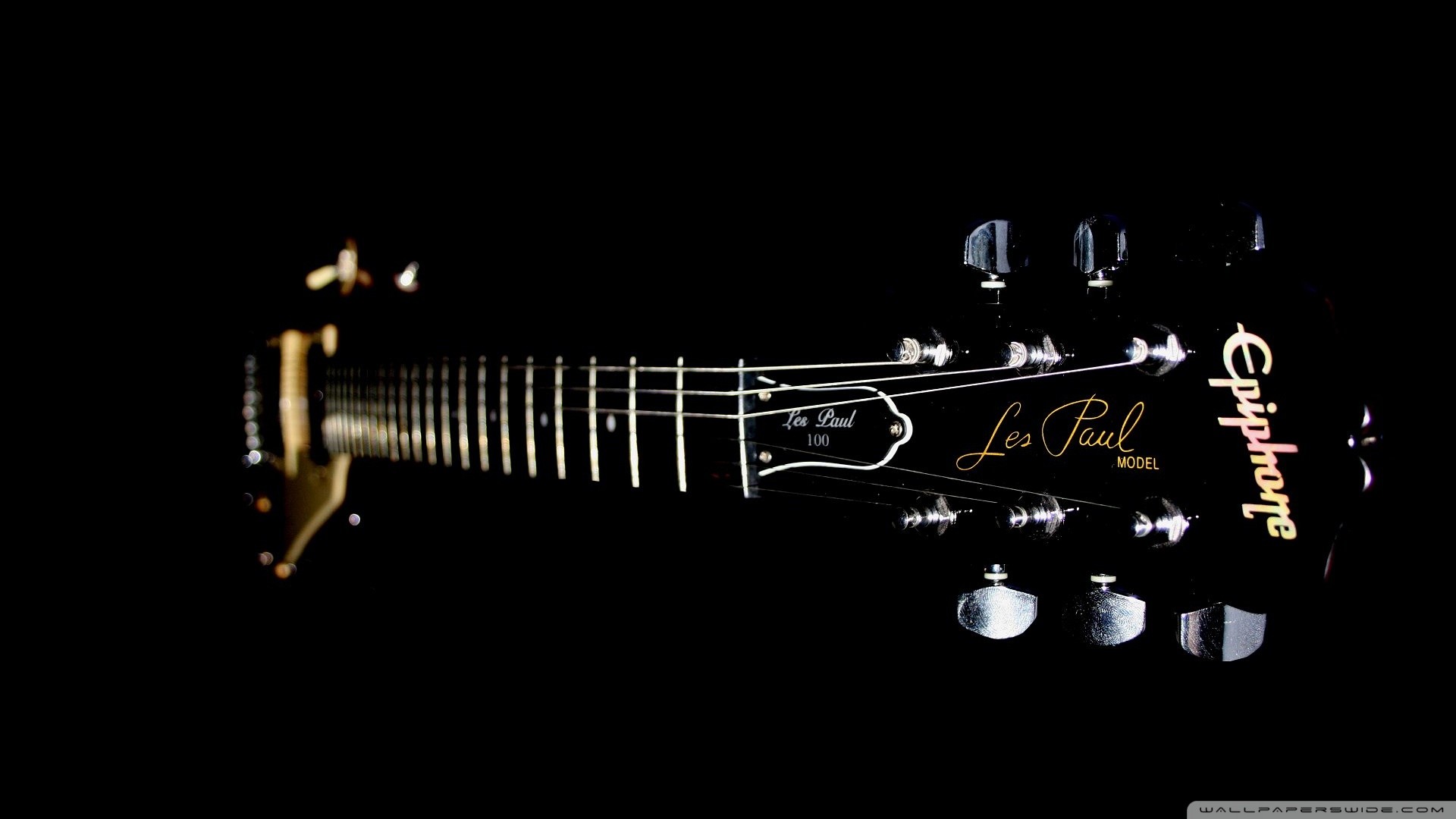 Epiphone Les Paul, Chitarra elettrica, Paletta, Sfondo nero, Full HD, wallpaper per portatile