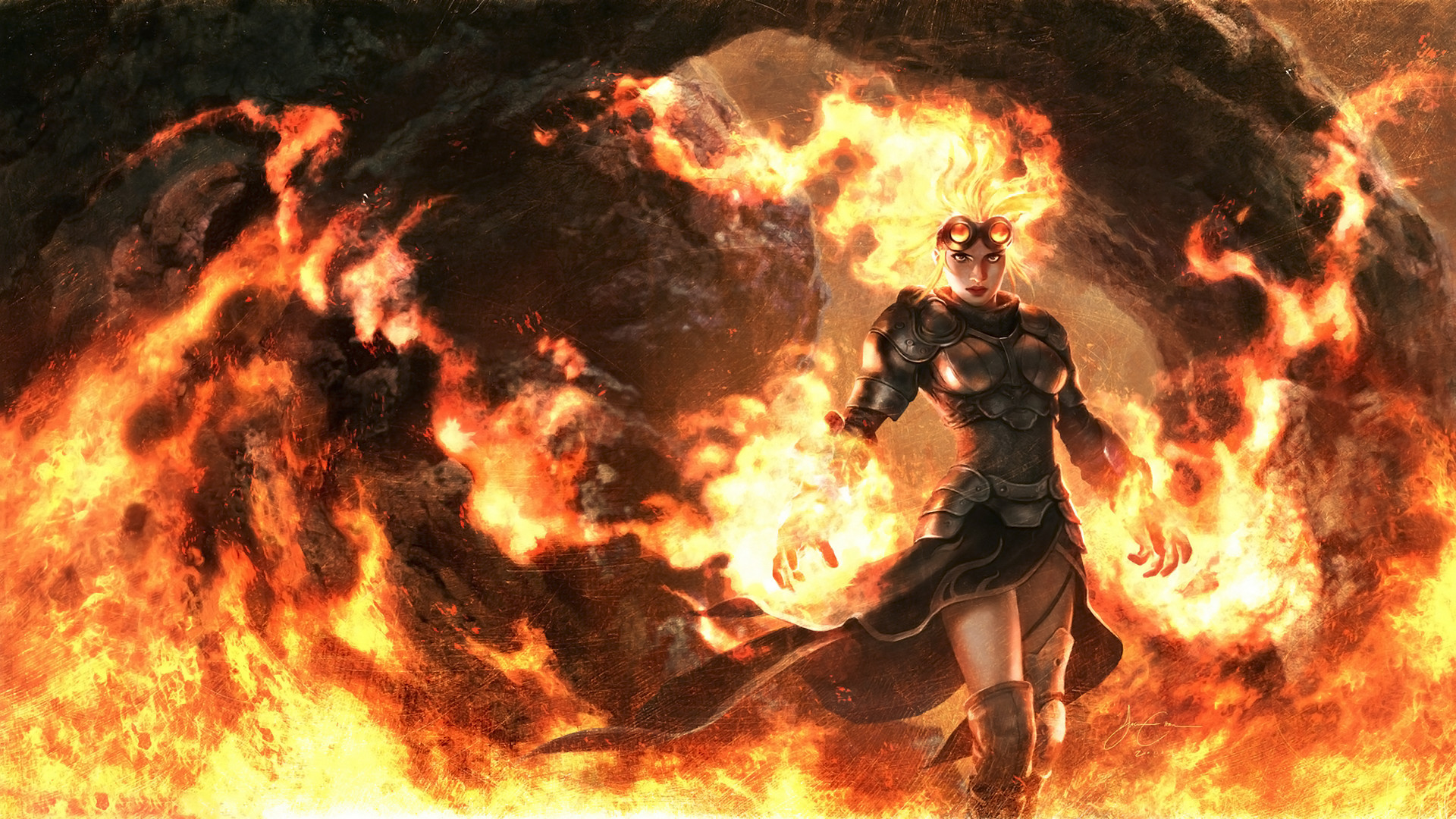 Chandra Nalaar, MTG, Fuoco, Planeswalker, 16:9 Full HD, wallpaper widescreen