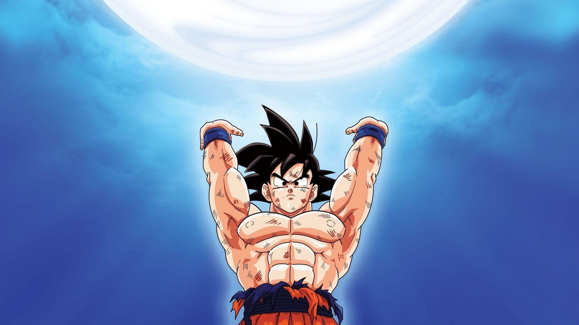 Son Goku, Genkidama, Dragon Ball Z, Blu, Torso nudo, 1920x1080, immagine di sfondo