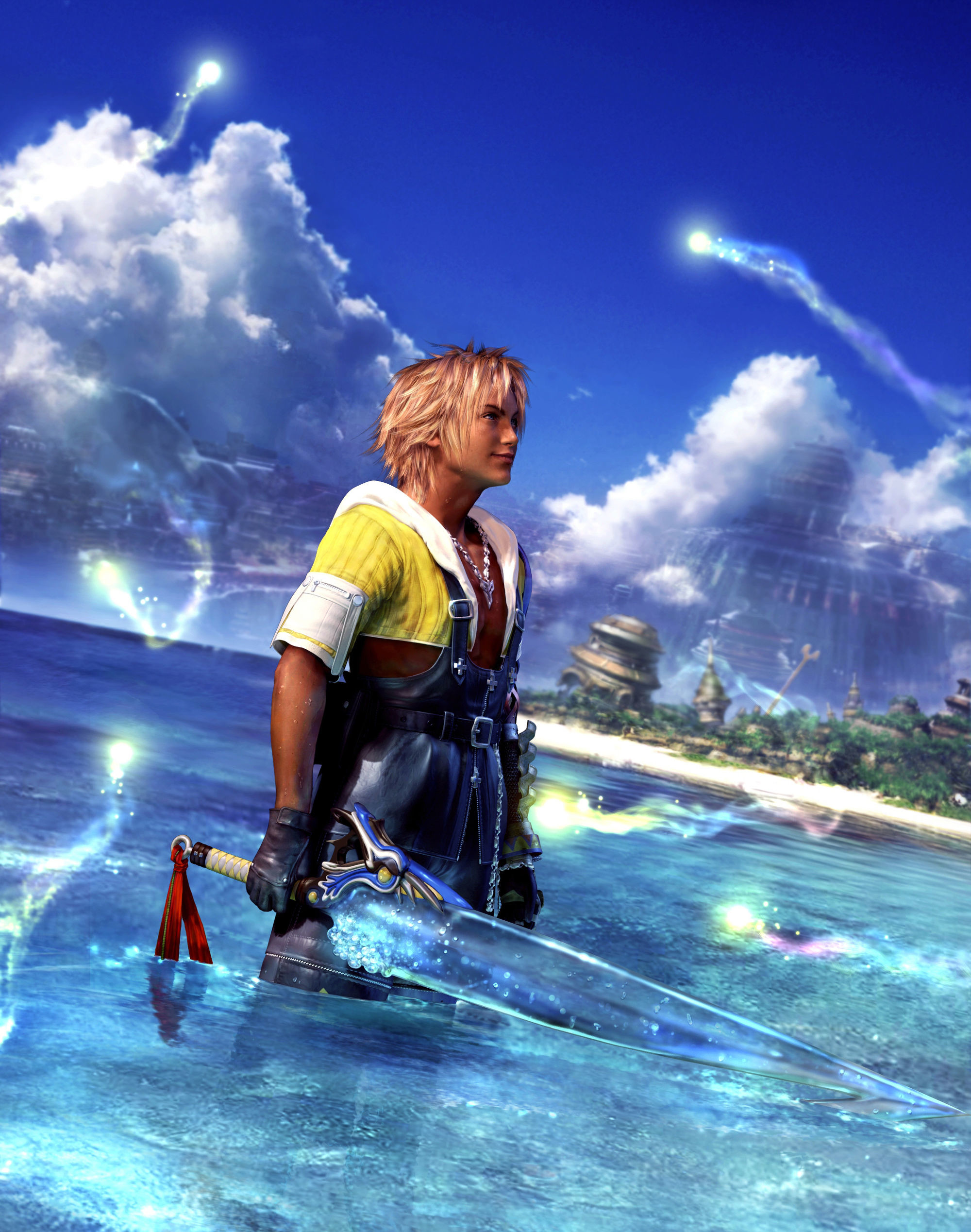 Tidus, Final Fantasy X, Besaid, Mare, Spada, QHD+, wallpaper per tablet