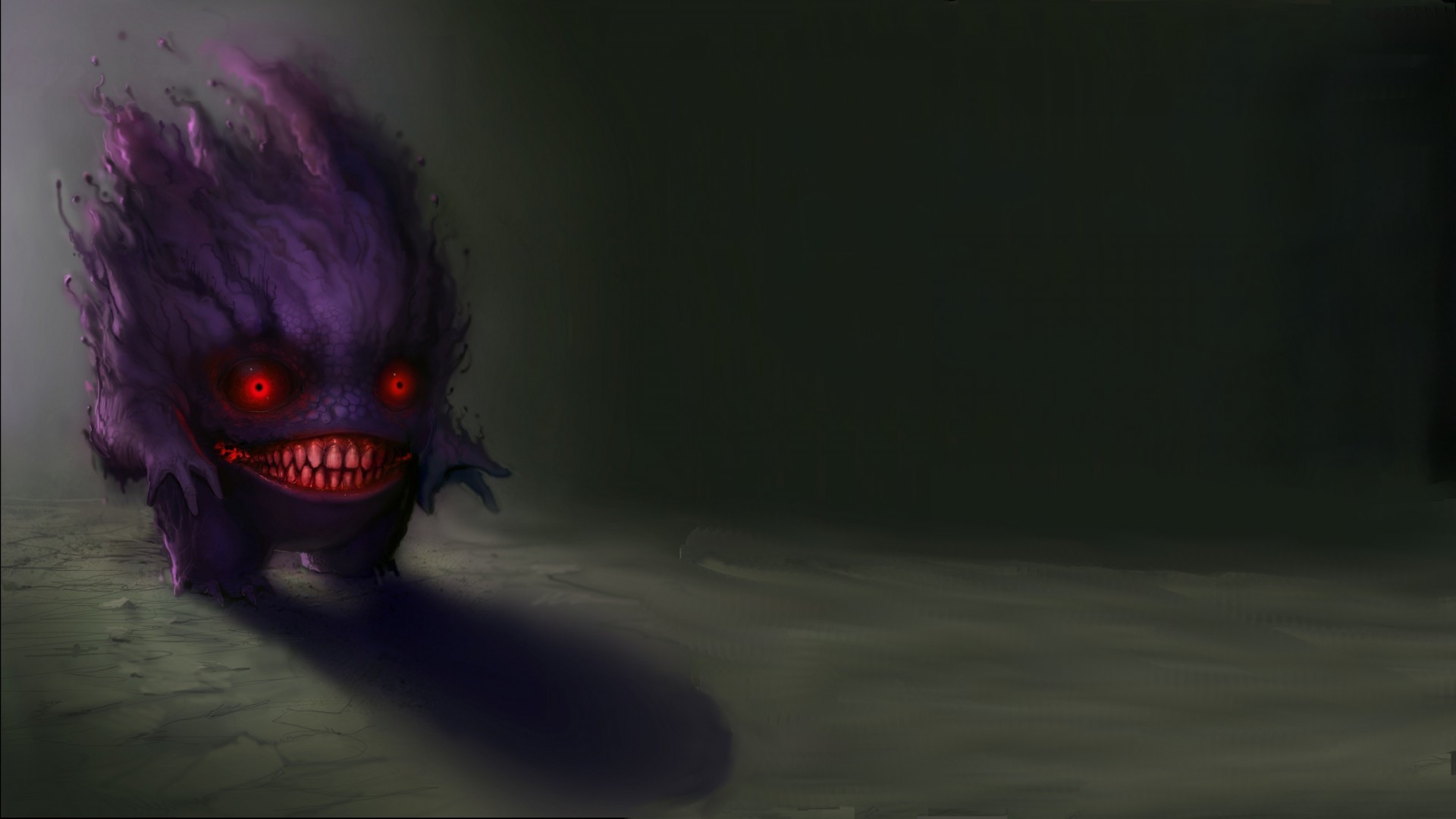 Gengar, Pokémon, Fan art, Inquietante, 1920x1080, sfondo per PC