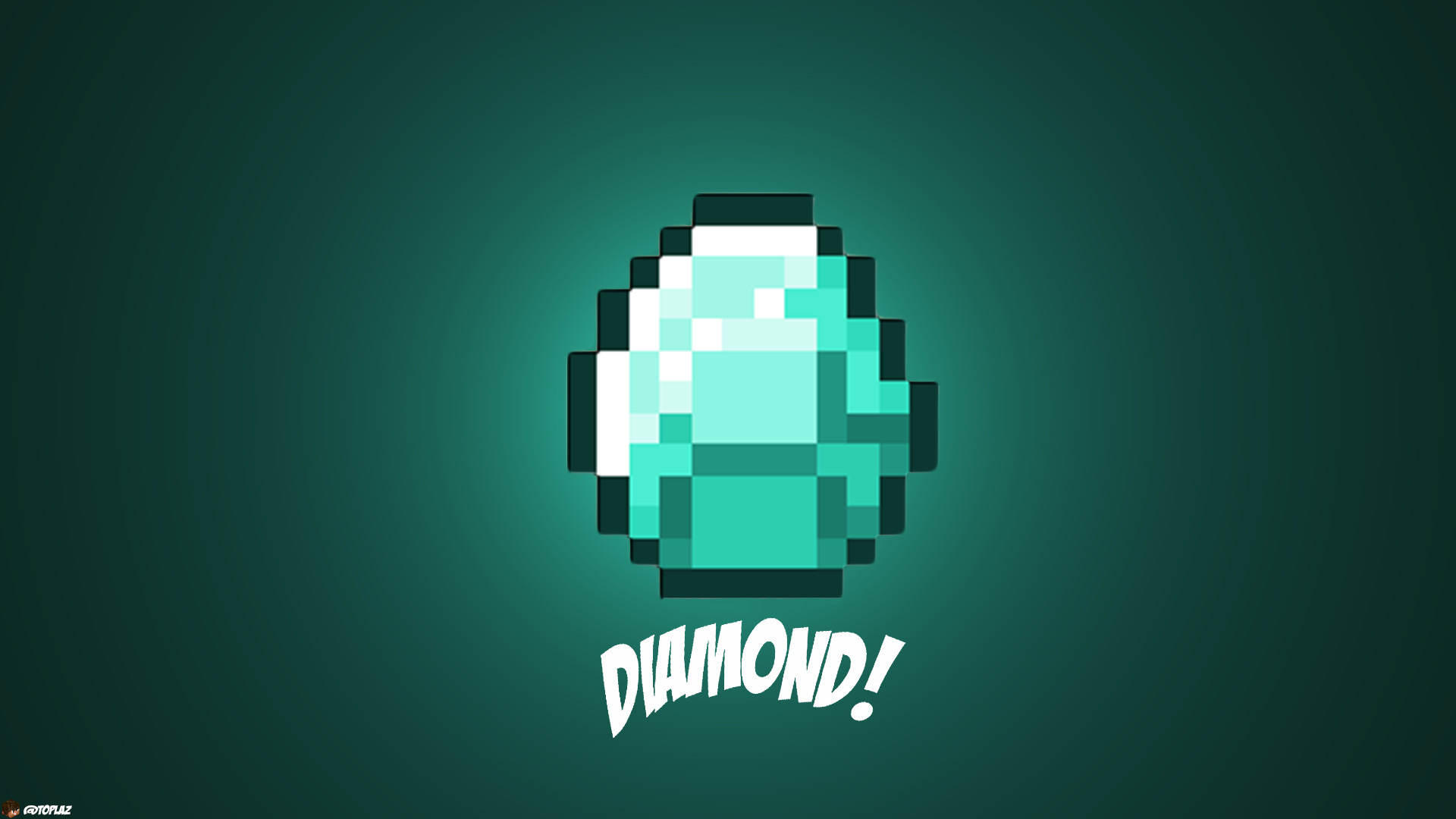 Diamante, Minecraft, Pixel art, Sfondo verde acqua, Full HD, wallpaper desktop