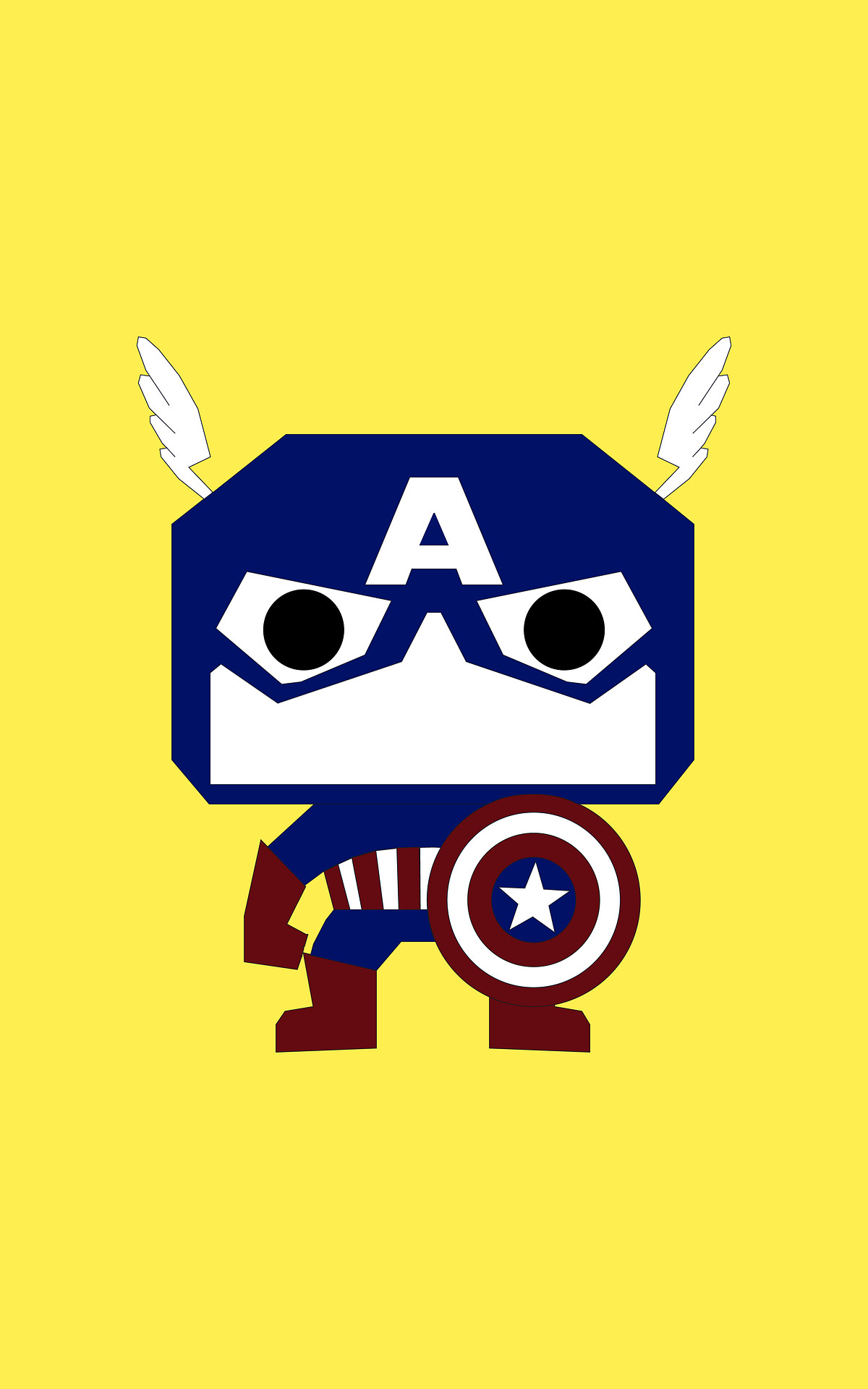 Capitan America, Funko Pop, Marvel, Minimalismo, Sfondo giallo, Full HD, schermata di blocco del cellulare