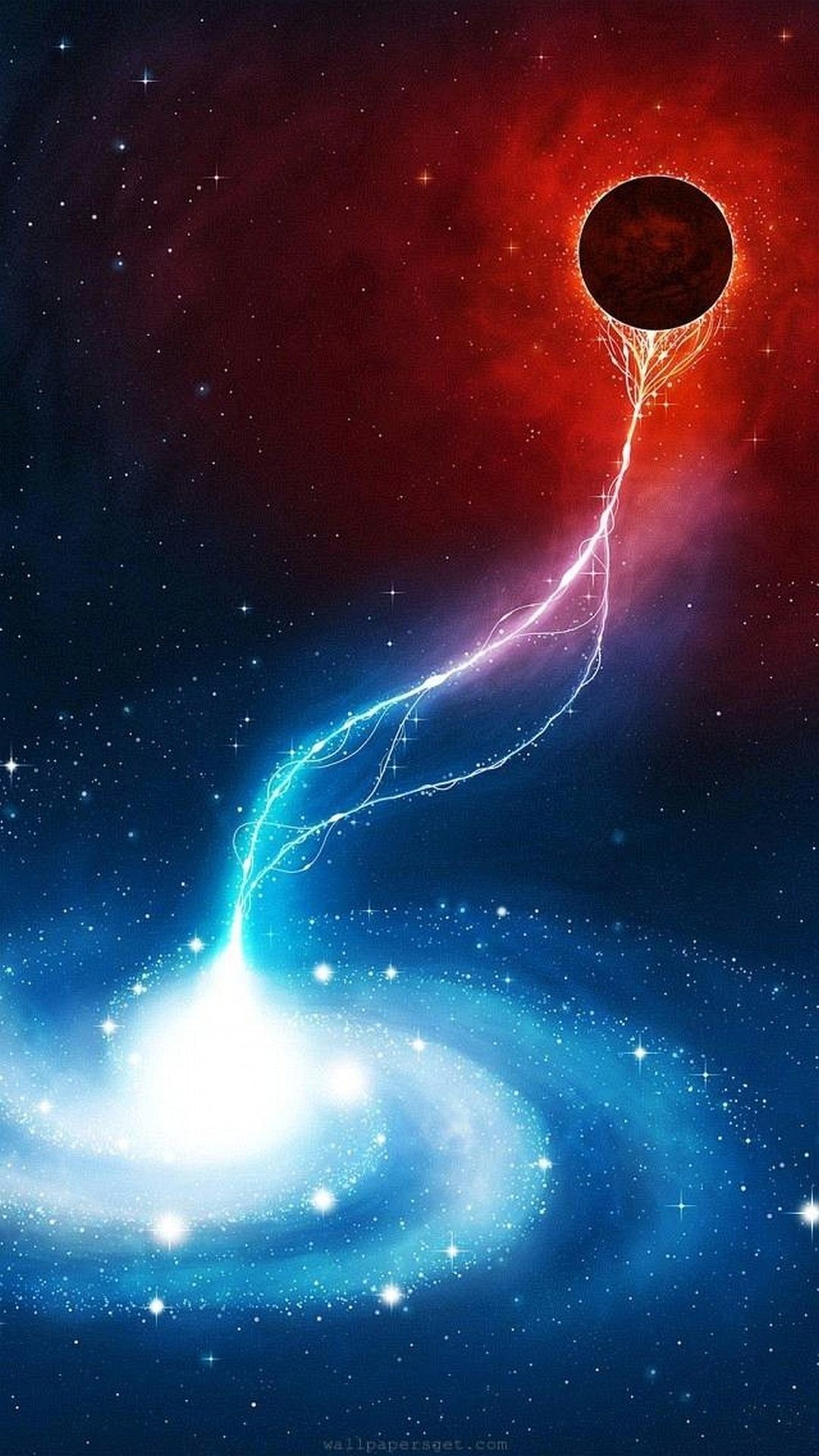 Galassia, Buco nero, Spazio, Arte digitale, Full HD, wallpaper per cellulare