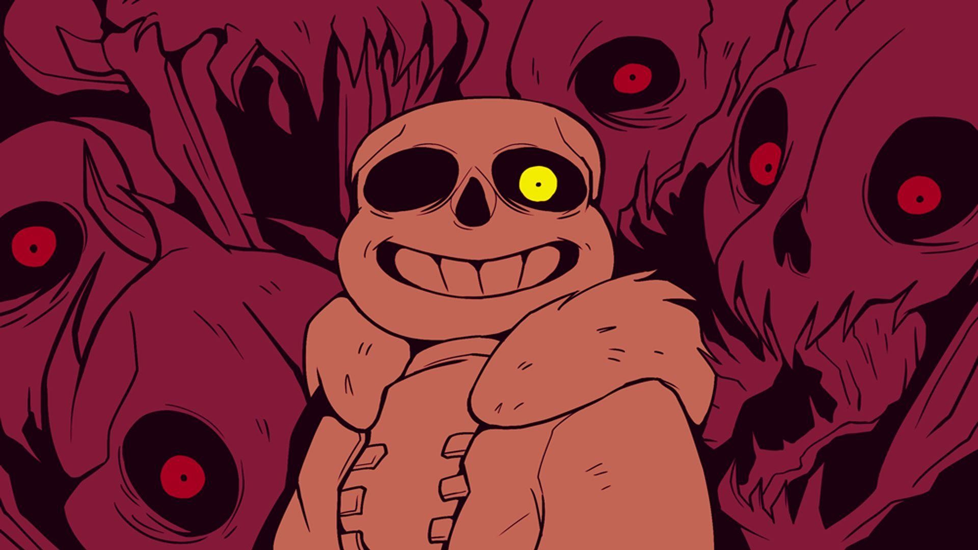 Sans, Undertale, Gaster Blaster, Rosso, Occhio giallo, 1920x1080, immagine di sfondo